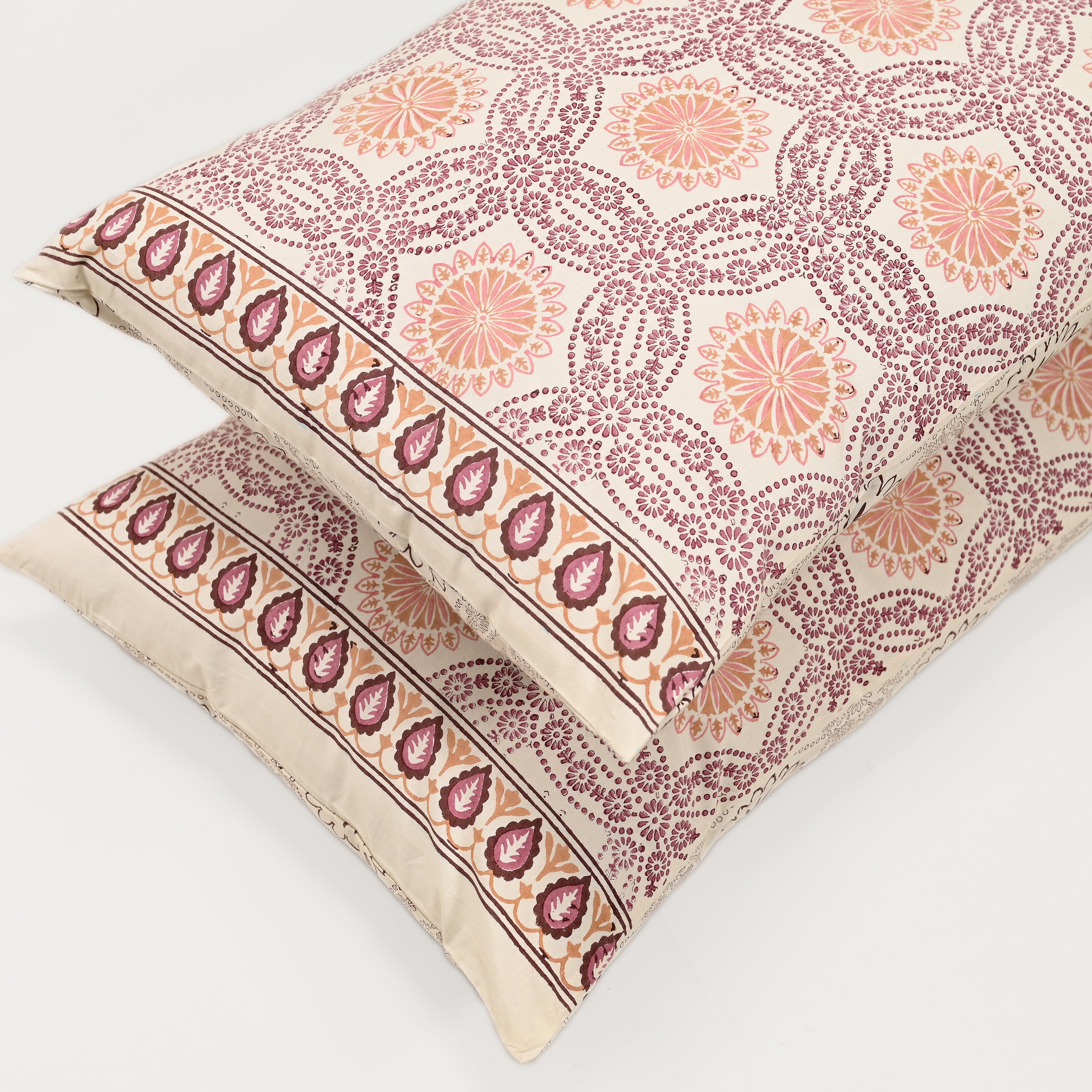 Splendour King Size Block Printed Cotton Bed Sheet Set