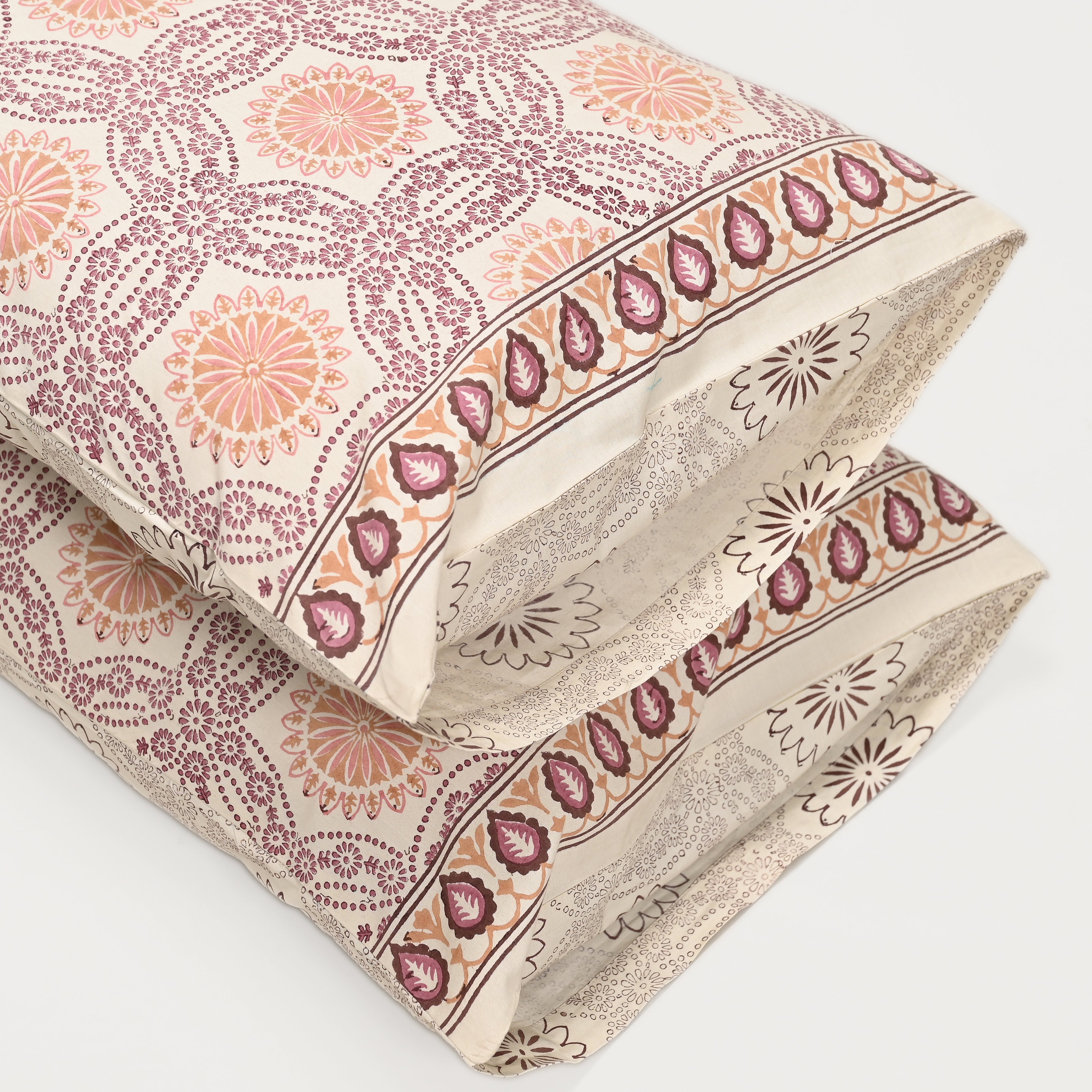 Splendour King Size Block Printed Cotton Bed Sheet Set