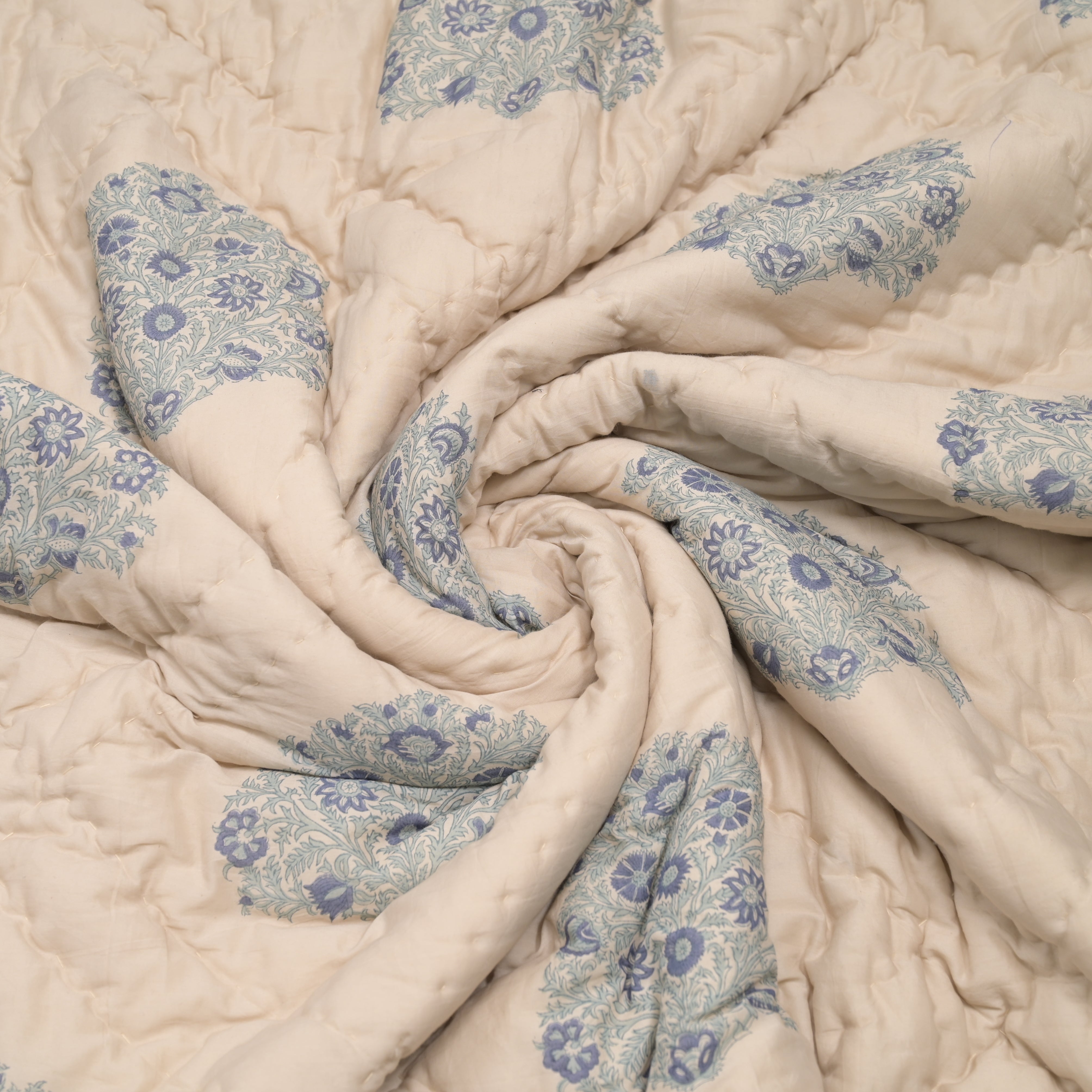 Linen Buta Block Printed Reversible Quilt