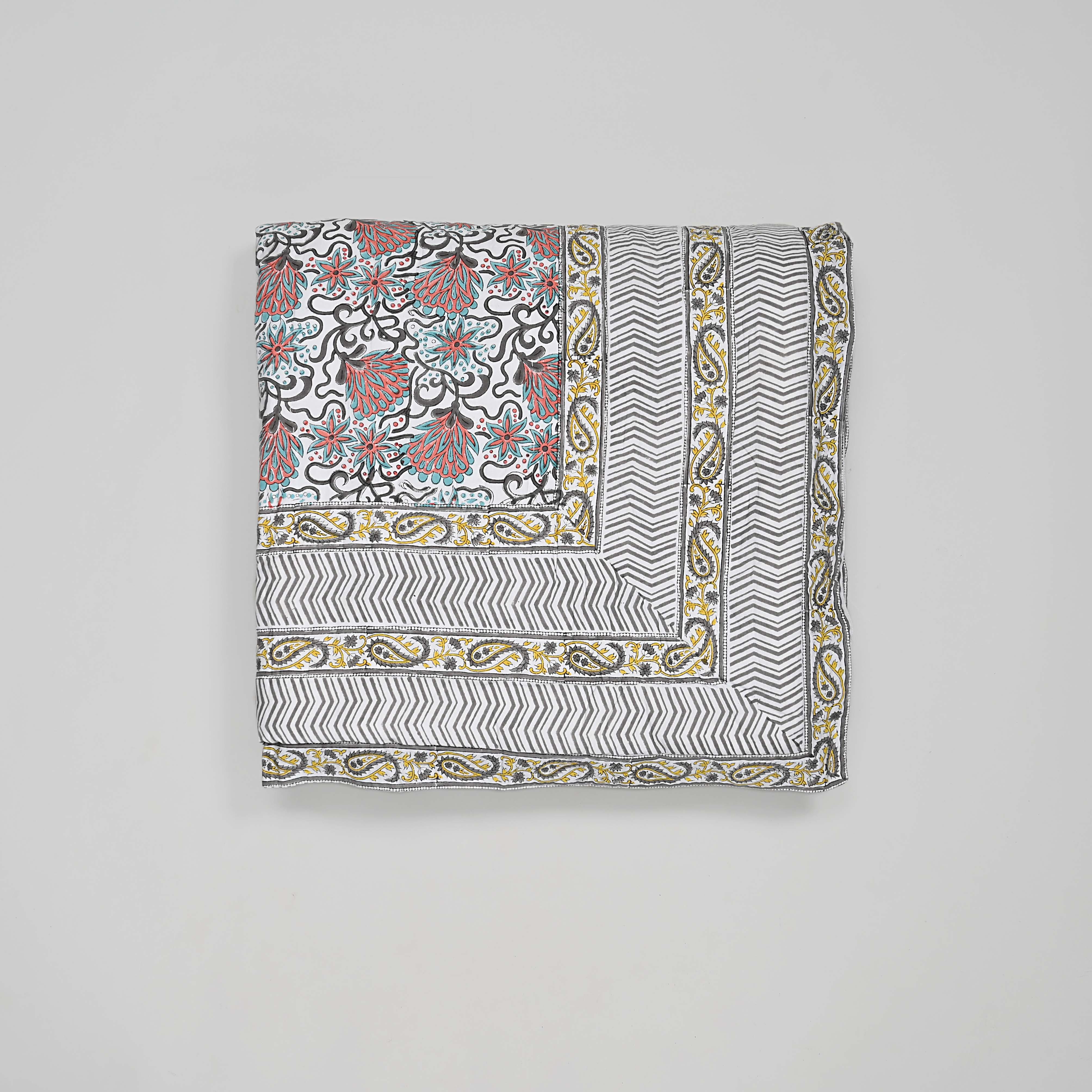 Kusumm Block Printed Reversible Quilt