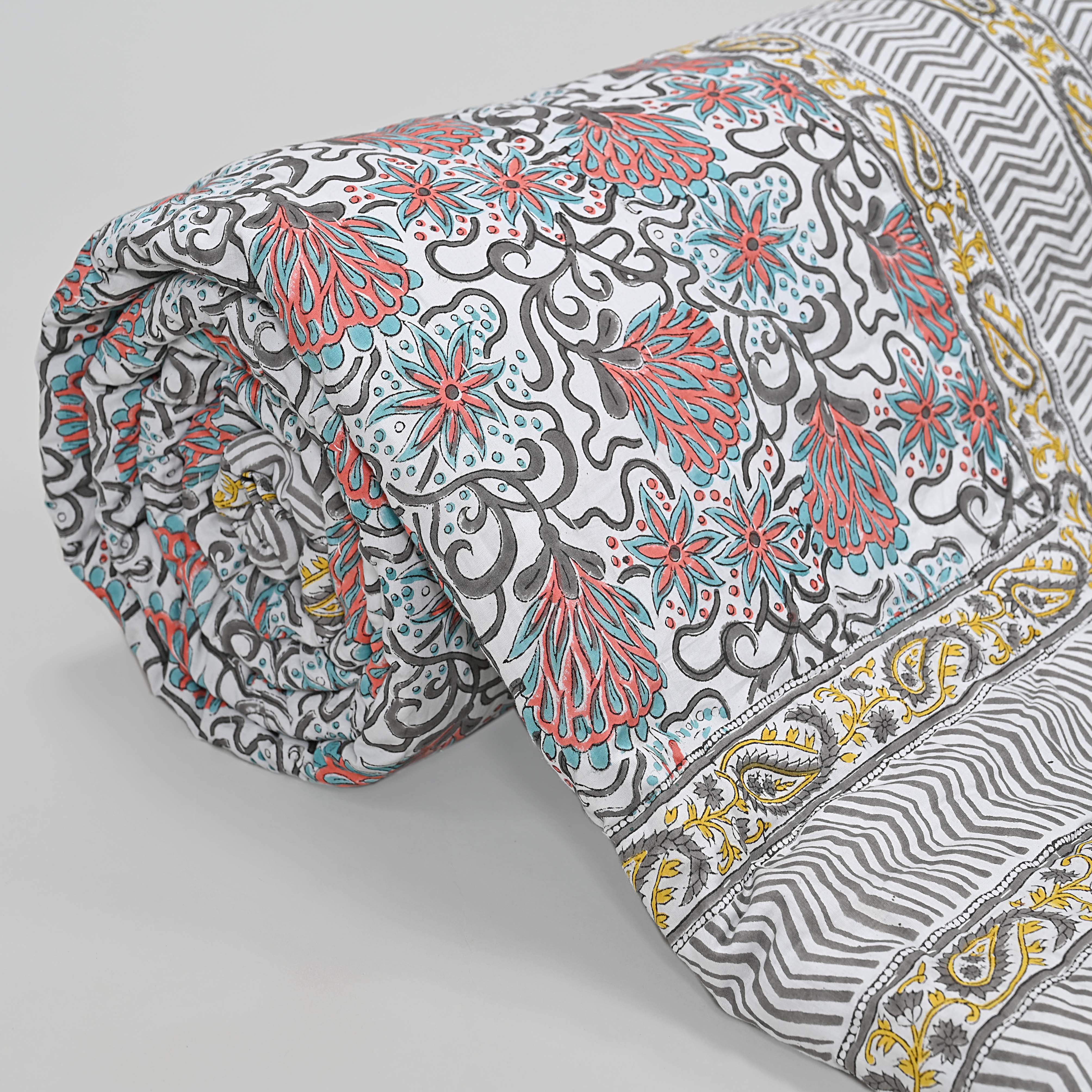 Kusumm Block Printed Reversible Quilt