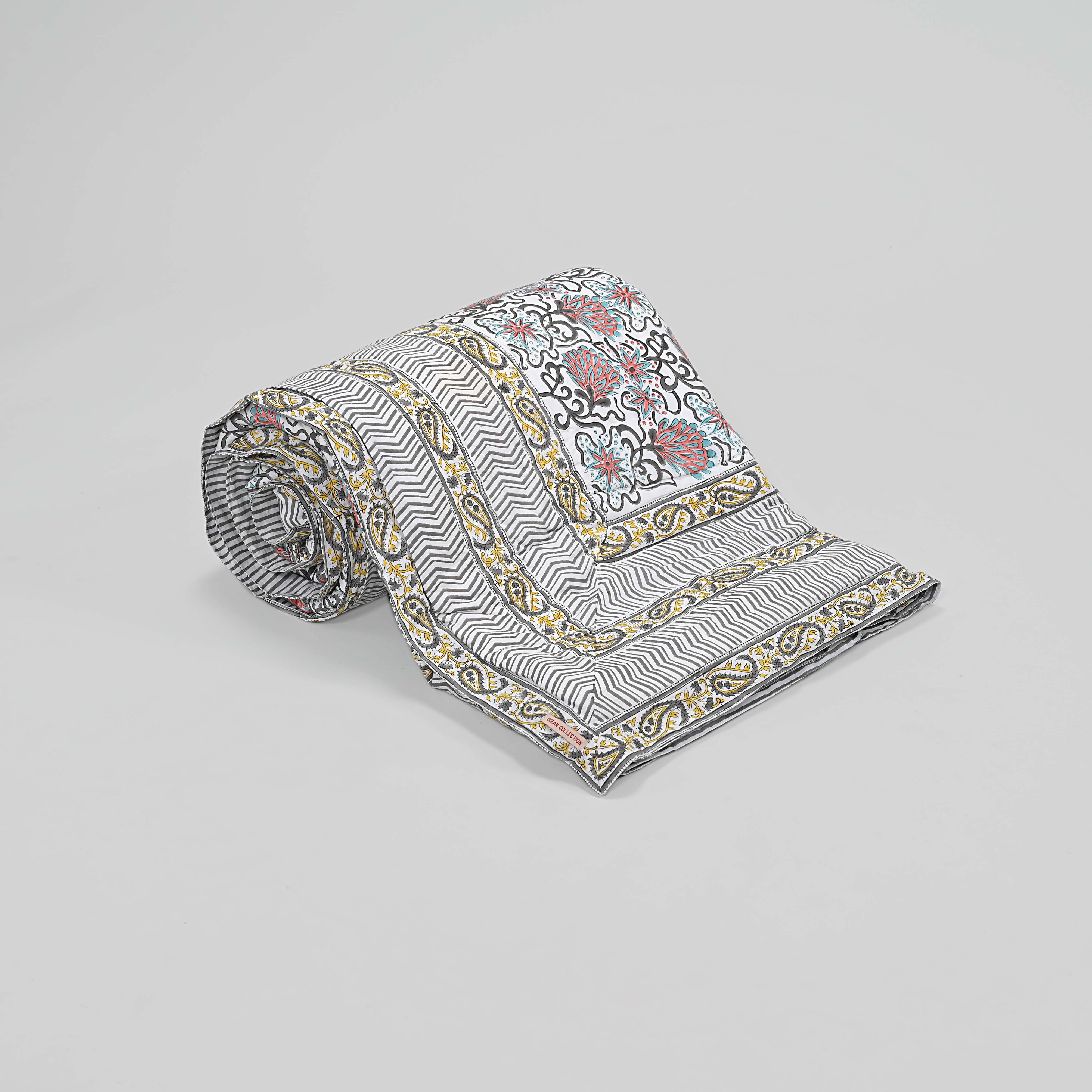Kusumm Block Printed Reversible Quilt