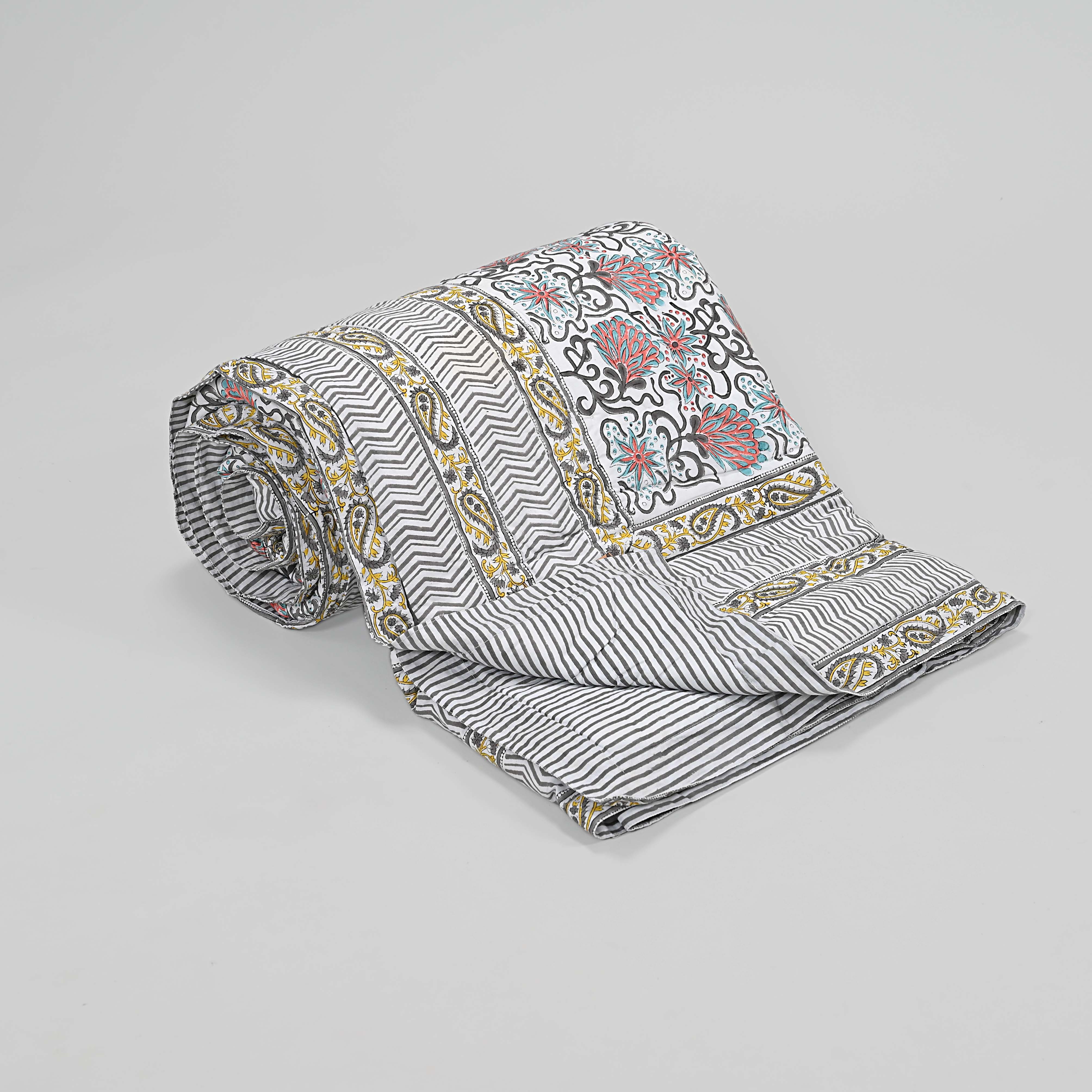 Kusumm Block Printed Reversible Quilt