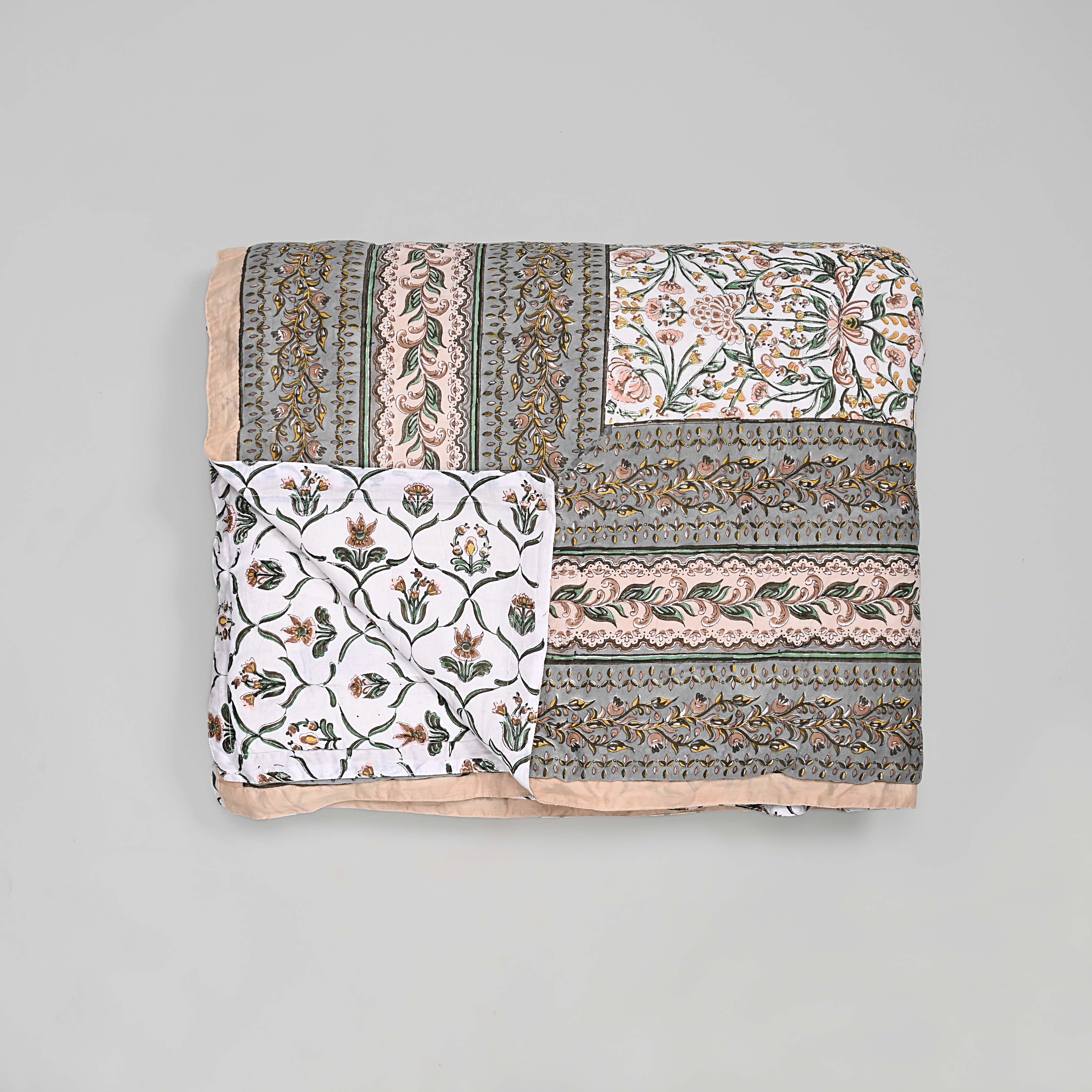 Gulal Block Printed Reversible Quilt