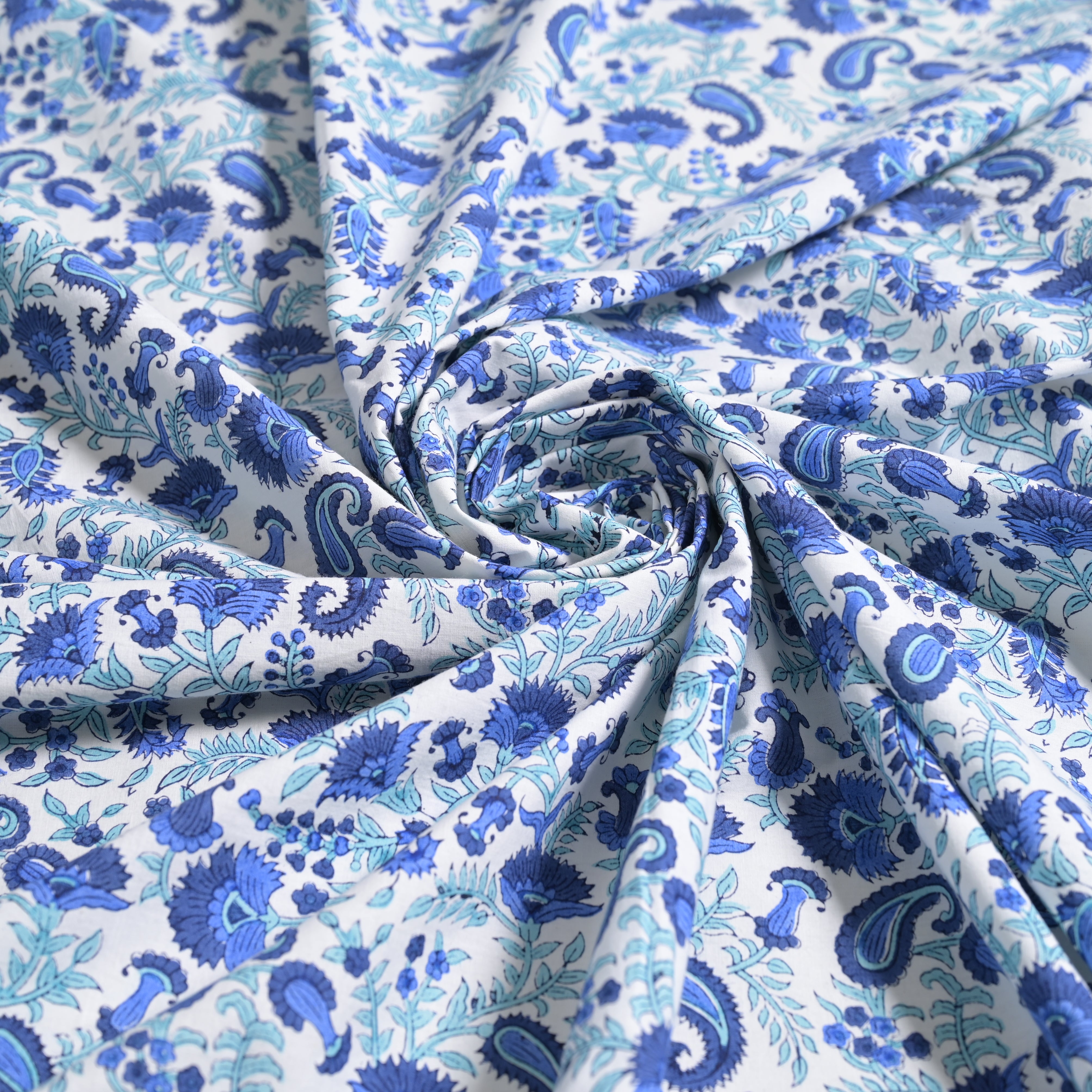 Anjuman Blue Block Printed Table Cover