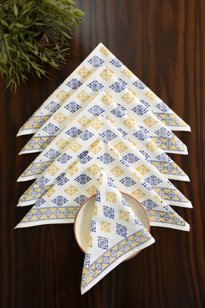 Keri Block Printed Napkin 6 Pc Set