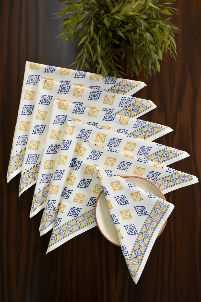 Keri Block Printed Napkin 6 Pc Set