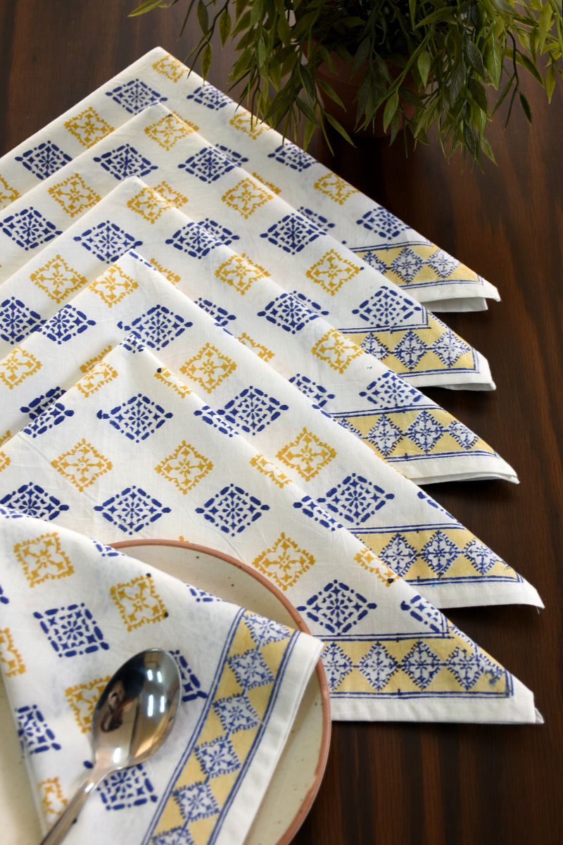 Keri Block Printed Napkin 6 Pc Set