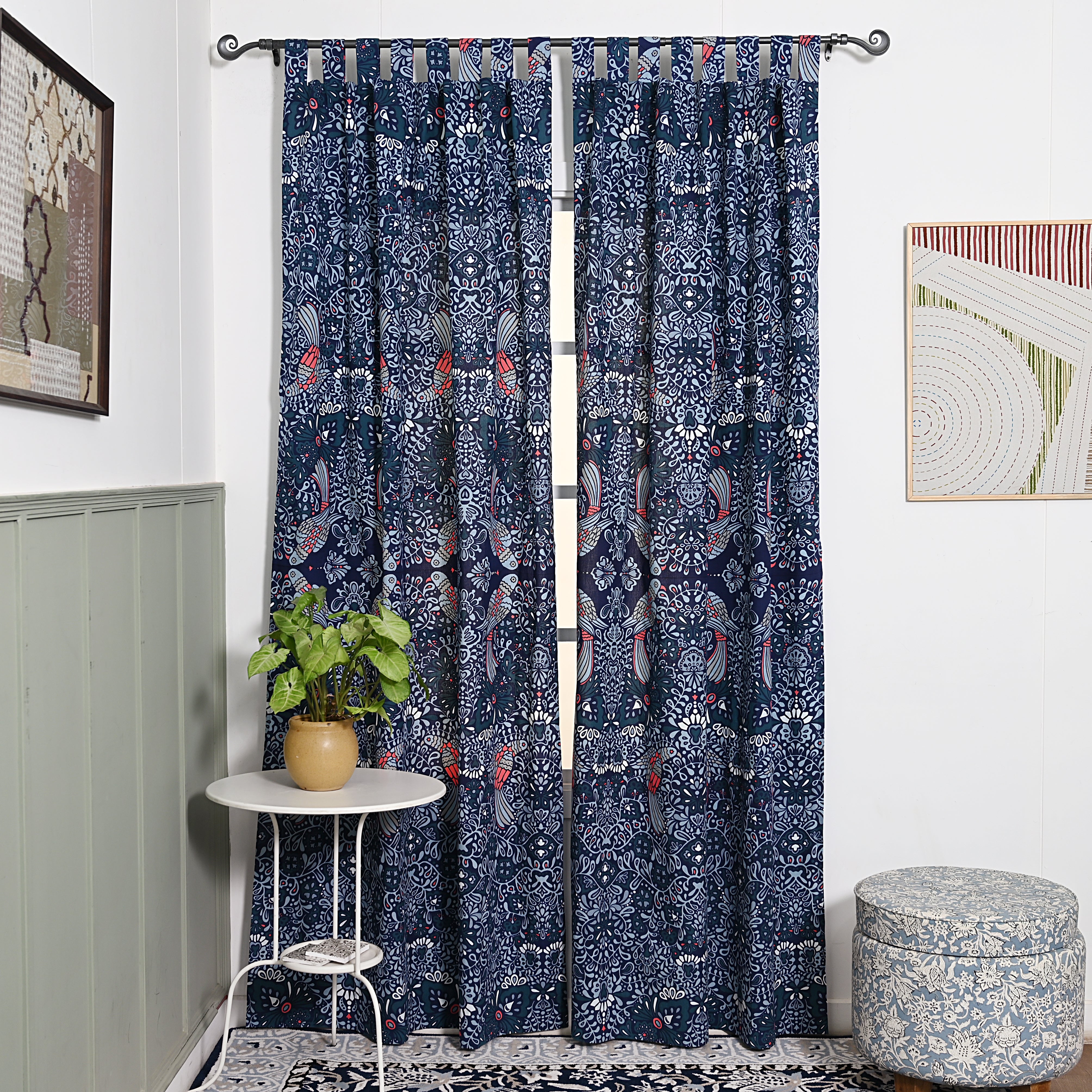 Bombay Blue Curtains 2 Pc Set