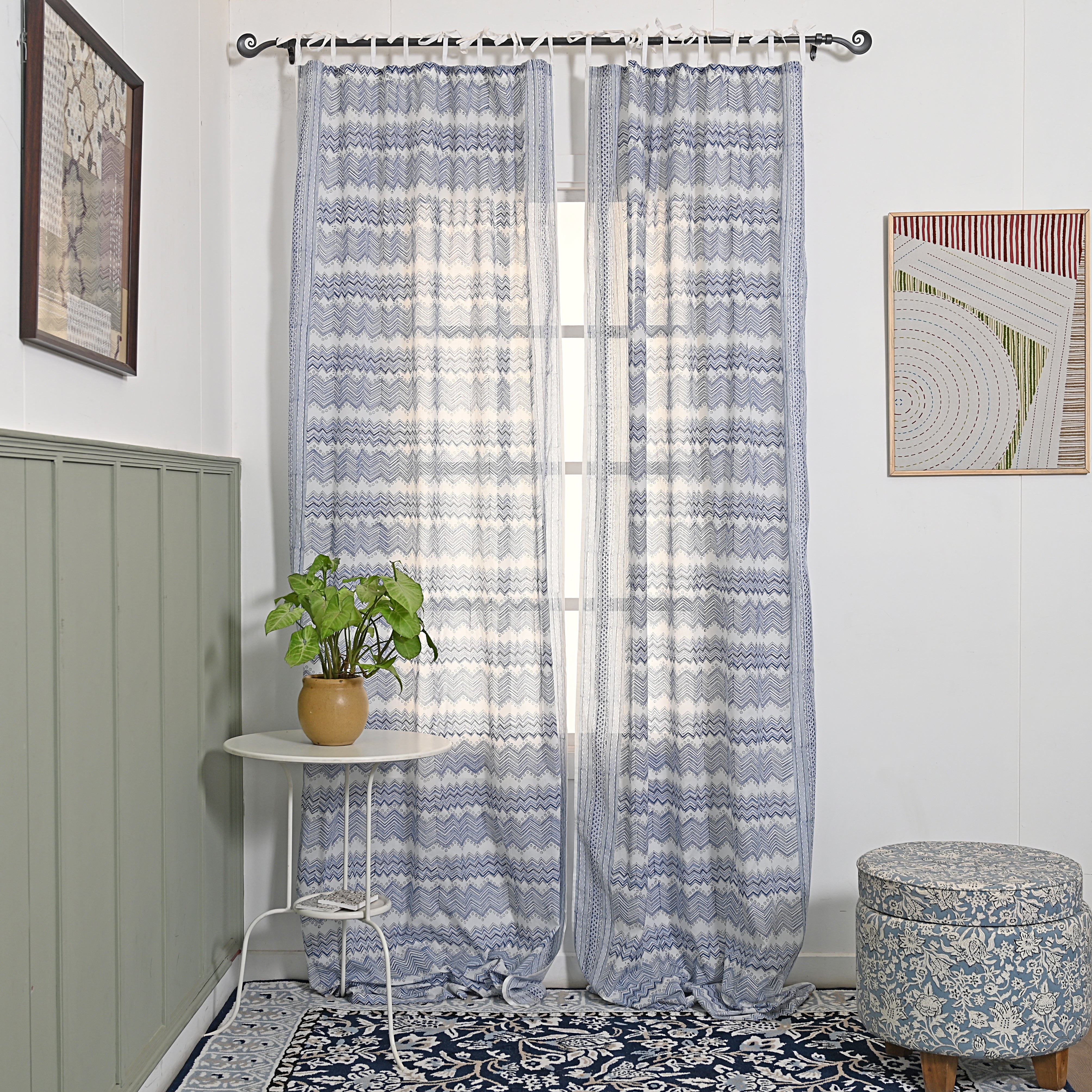 Euphoria Block Printed Curtain 2 Pc Set