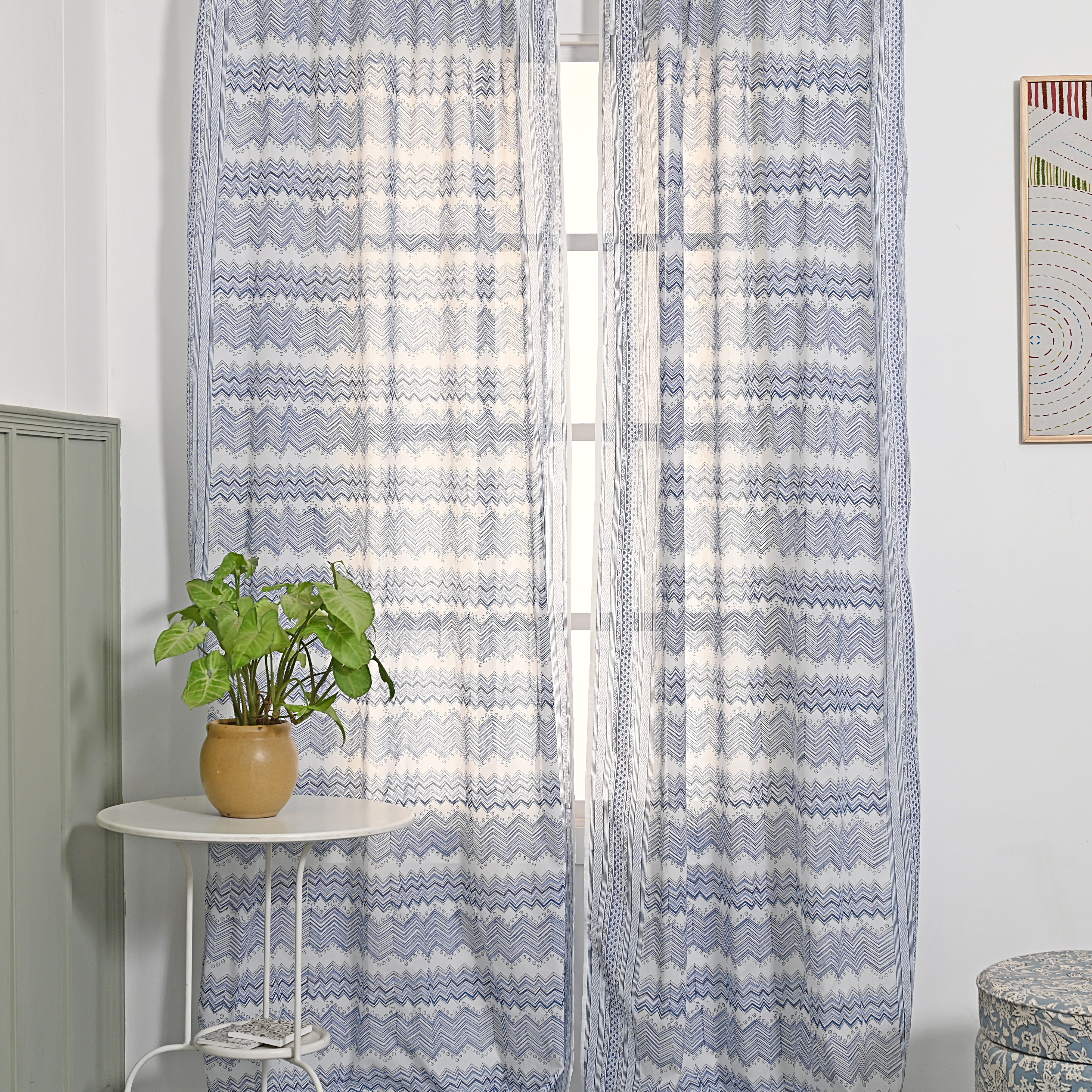 Euphoria Block Printed Curtain 2 Pc Set