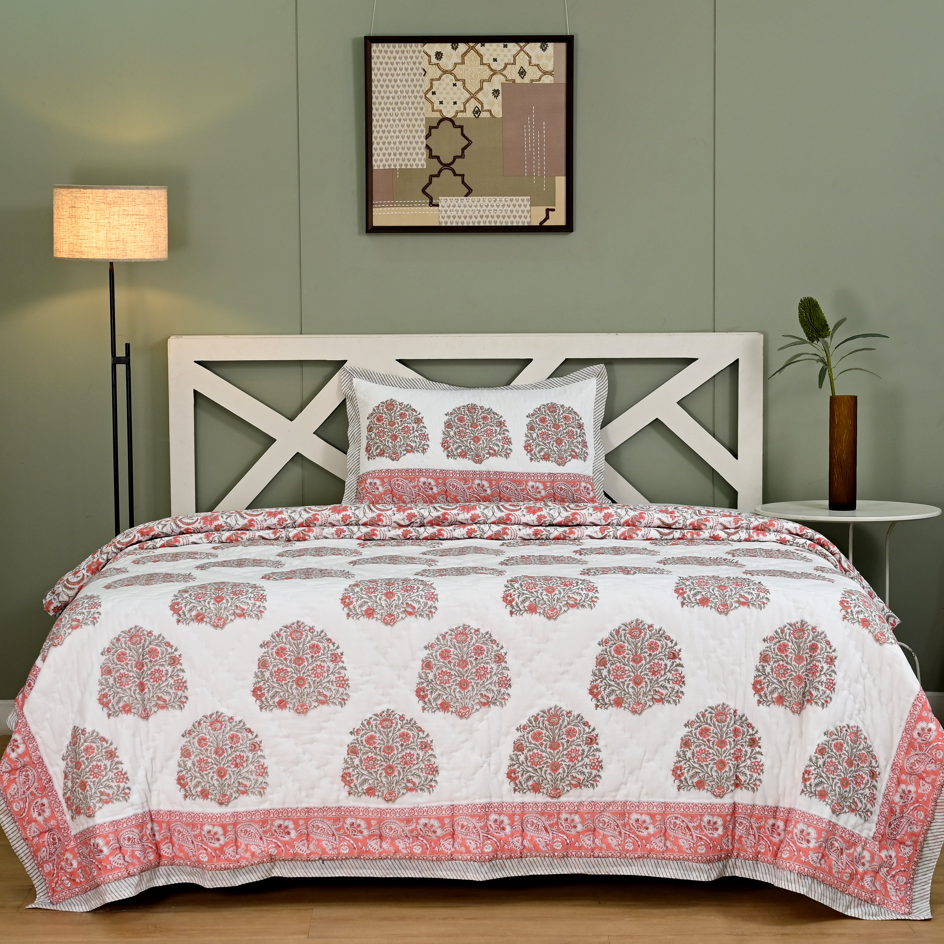 Rajmudra Premium Jaipur Reversible Quilt with pillow (2 & 3 Pc set)