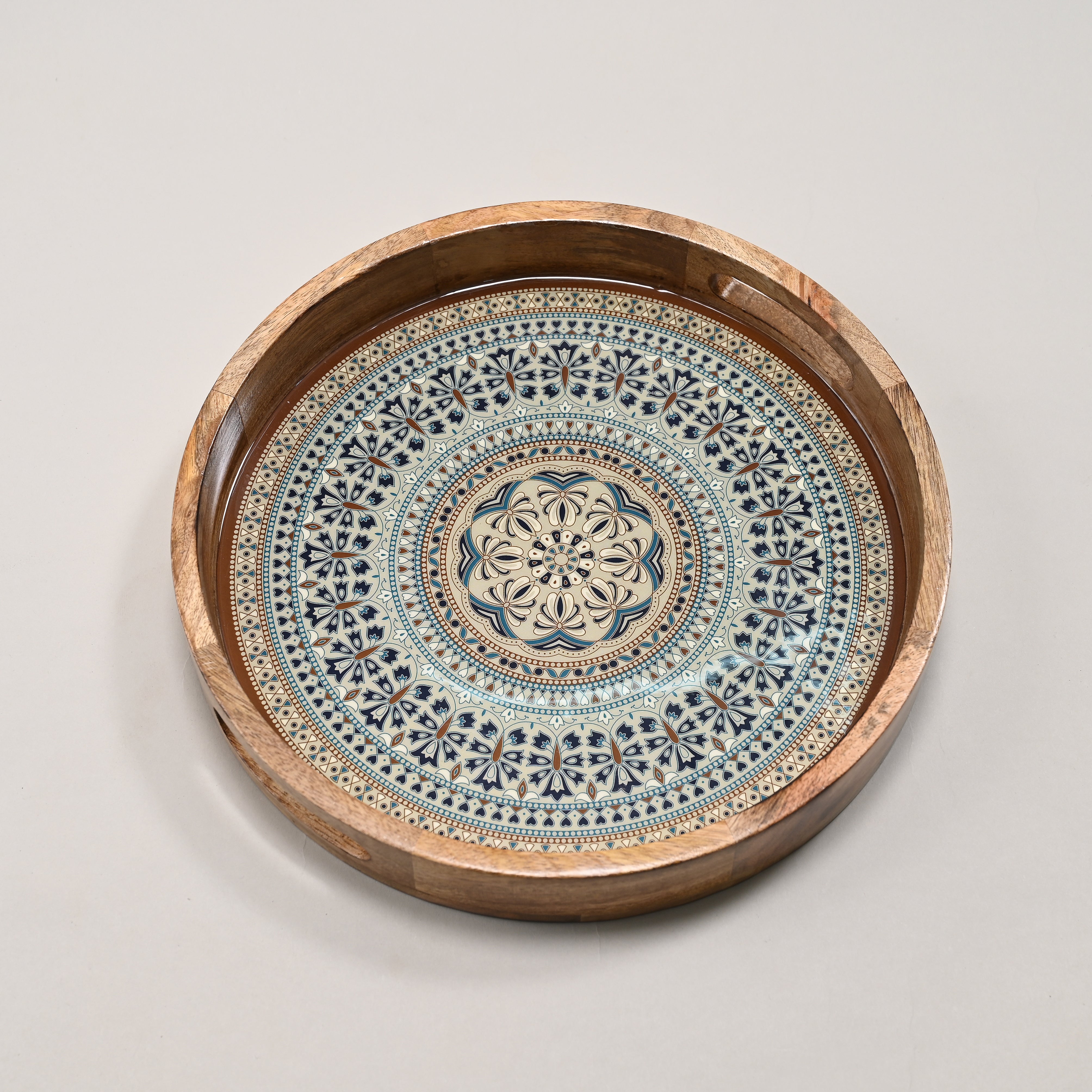 Mandala Round Wooden Tray