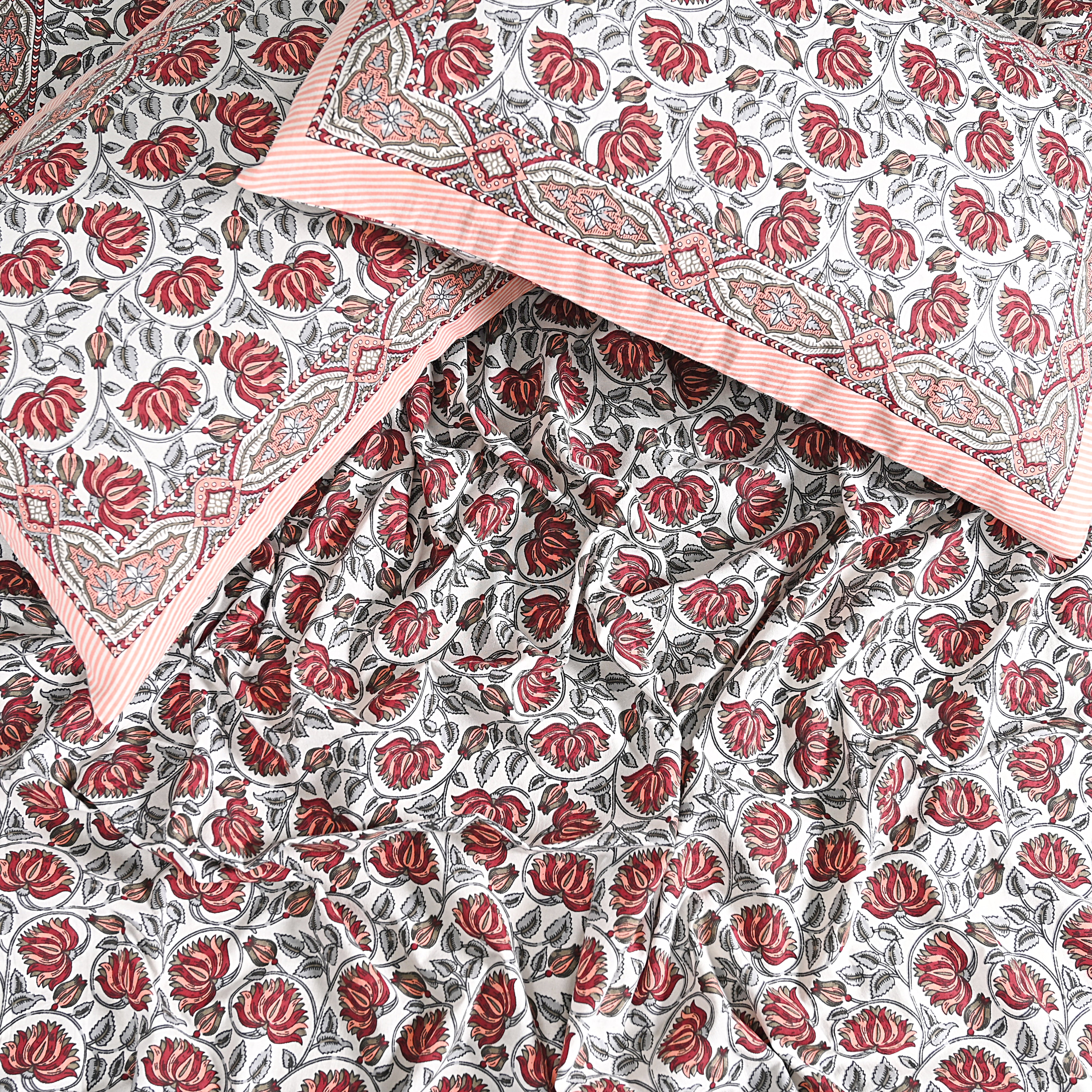 Lotus Red Bed Sheet