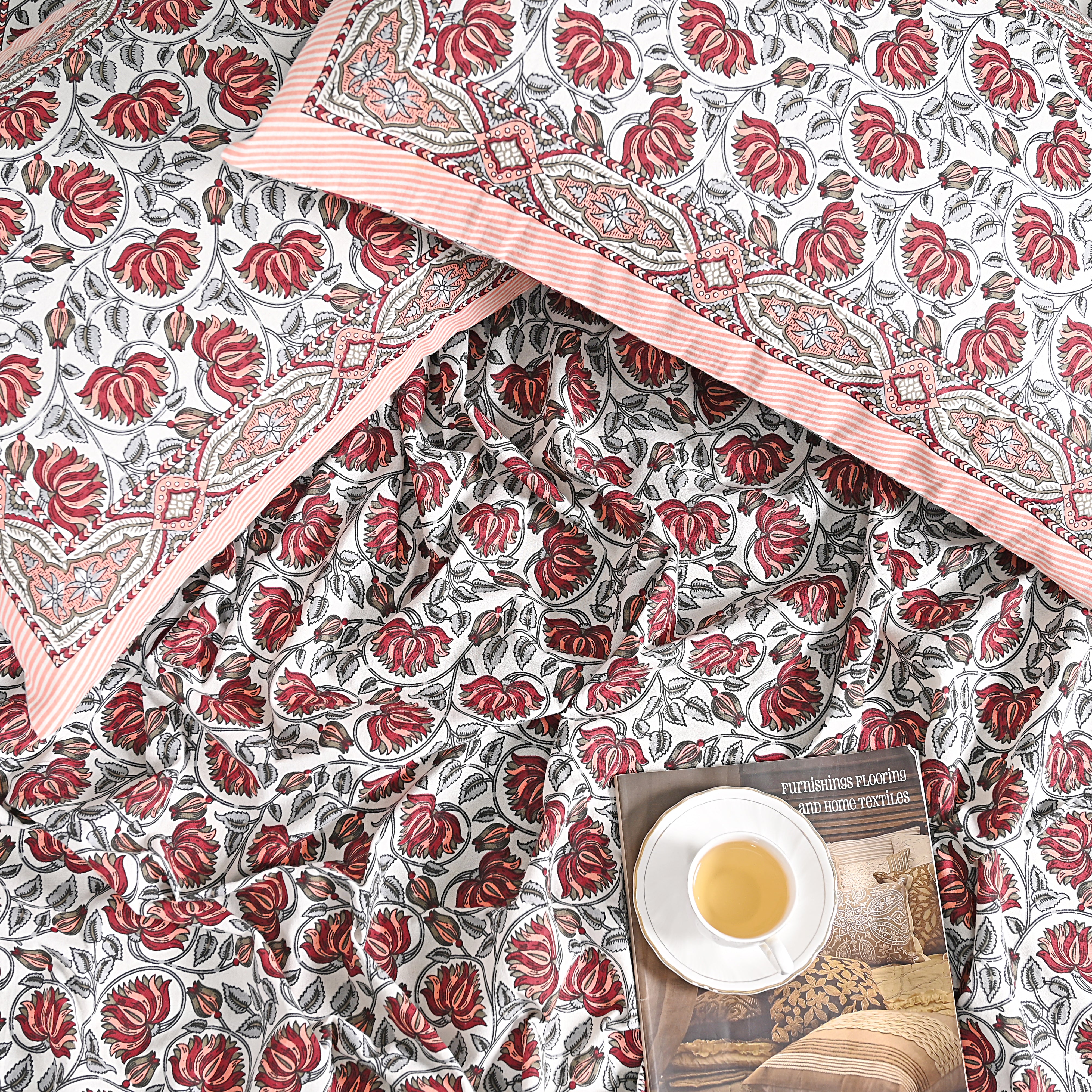 Lotus Red Bed Sheet