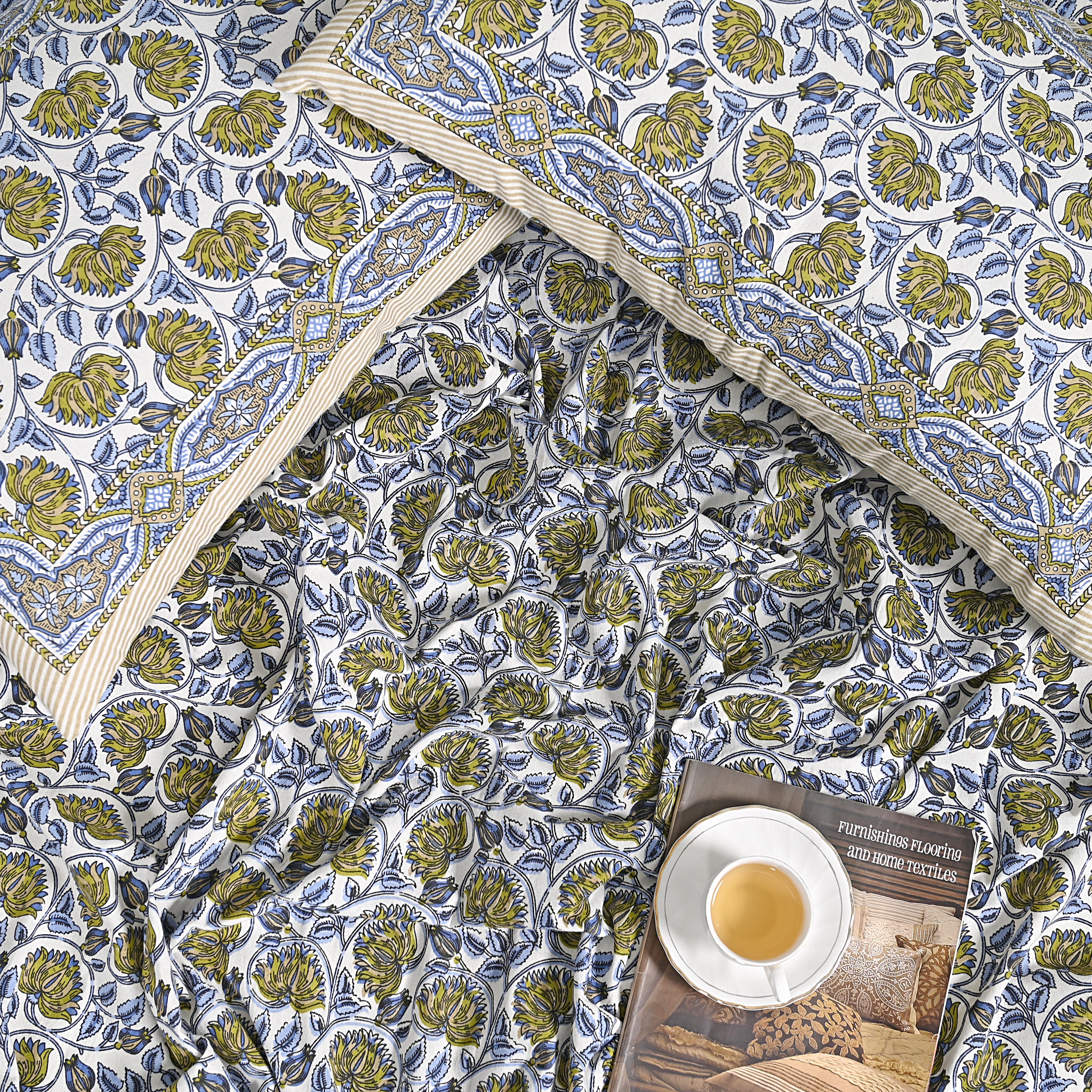 Lotus Blue Bed Sheet