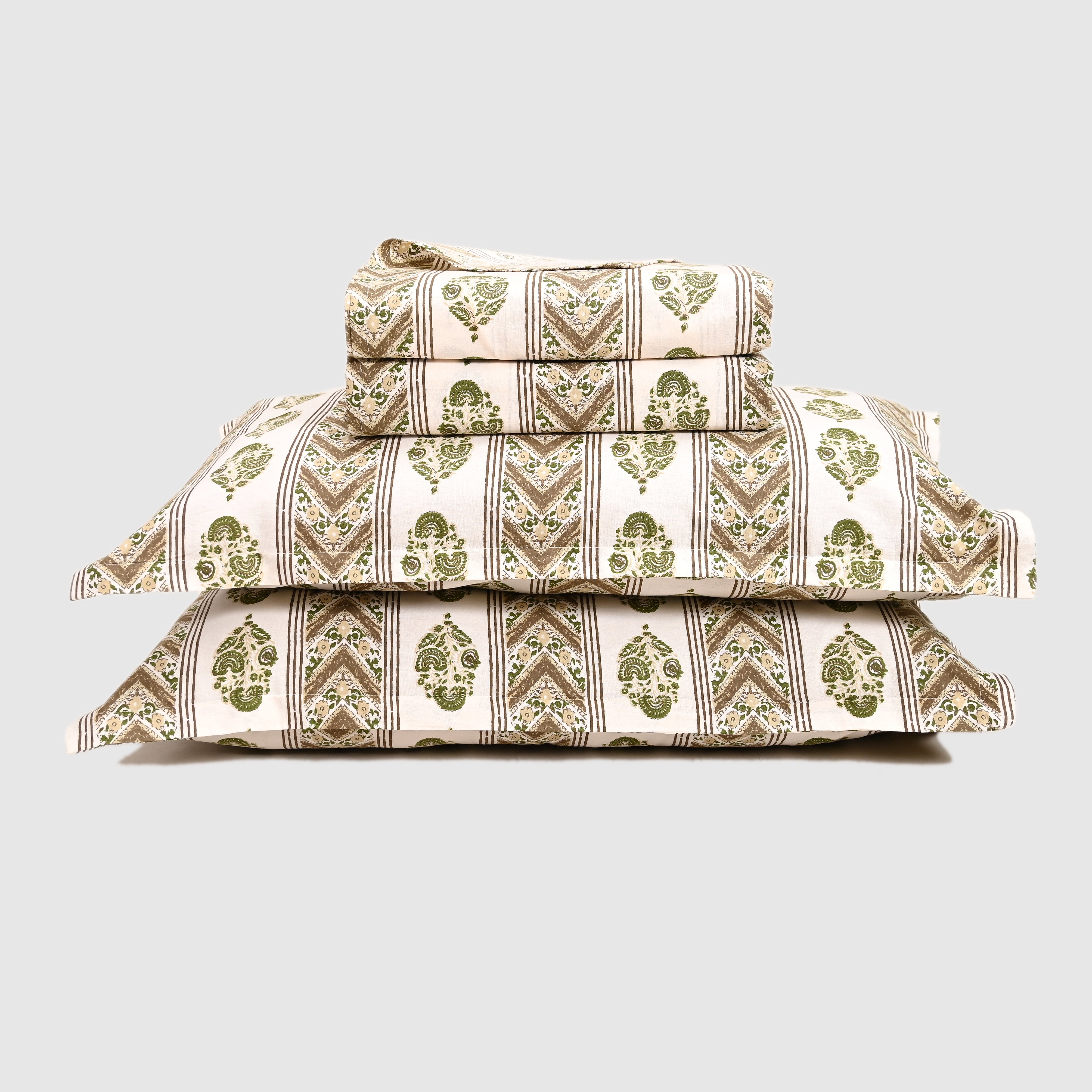 Rajvi Stria King Size Cotton Bed Sheet Set
