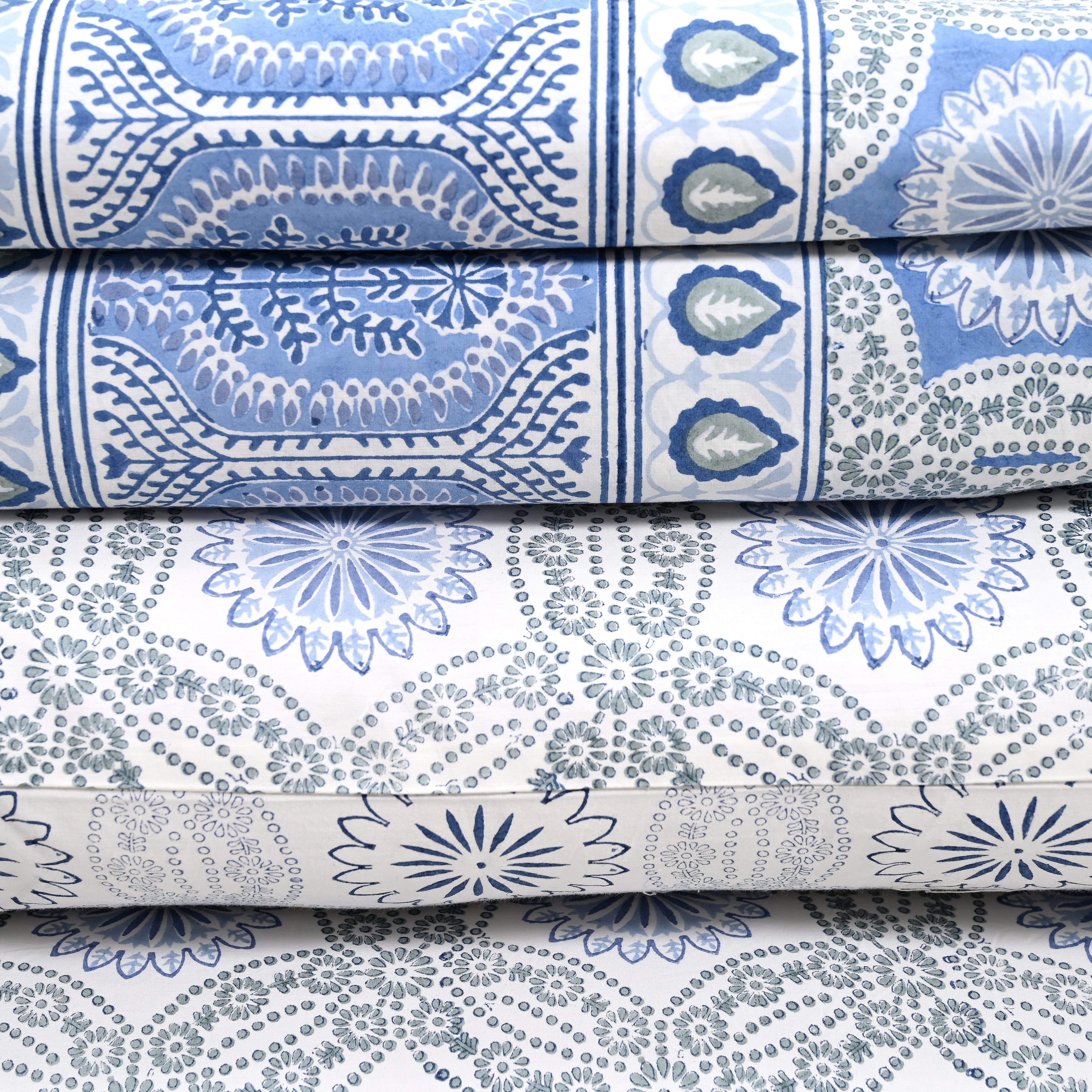 Splendour King Size Block Printed Cotton Bed Sheet Set