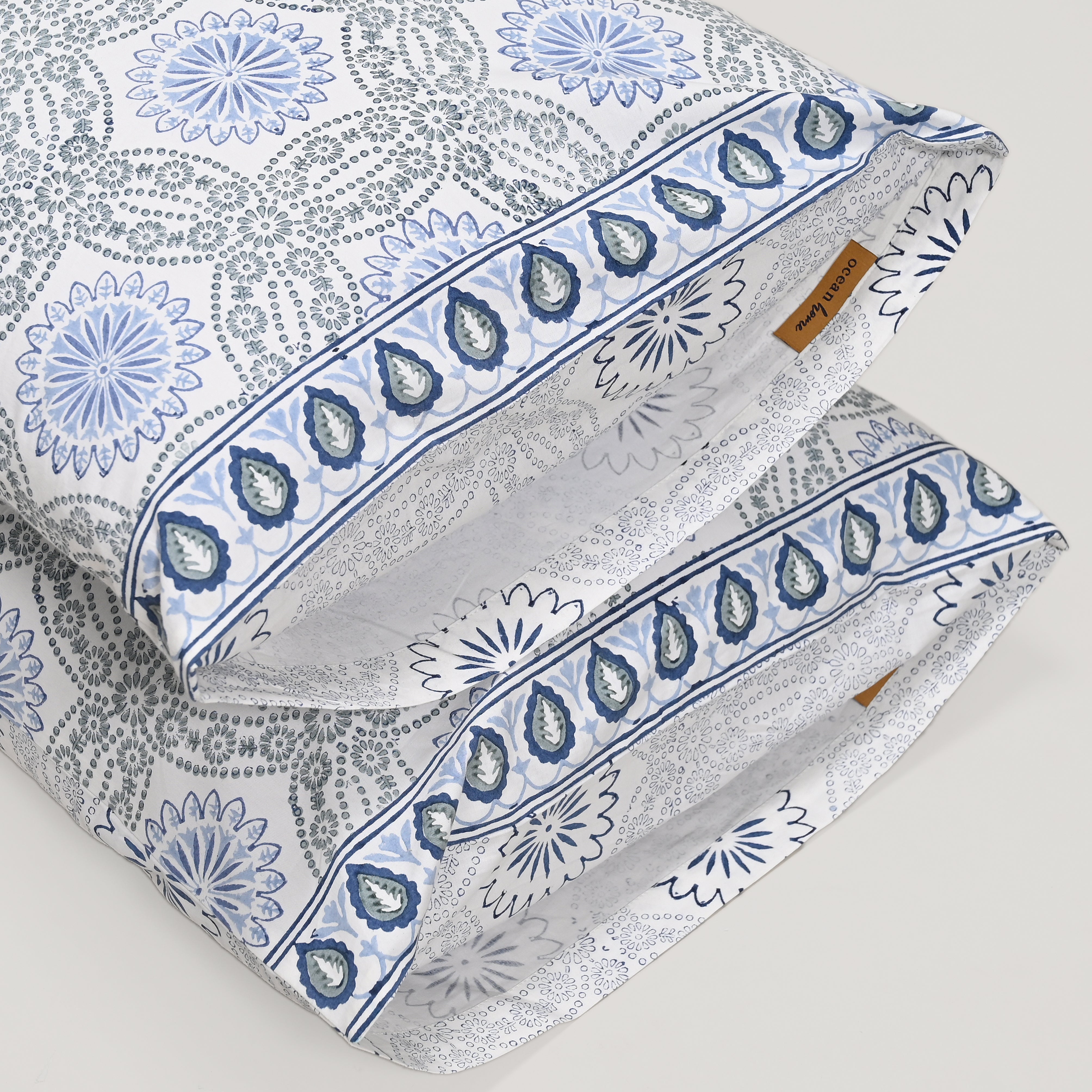 Splendour King Size Block Printed Cotton Bed Sheet Set