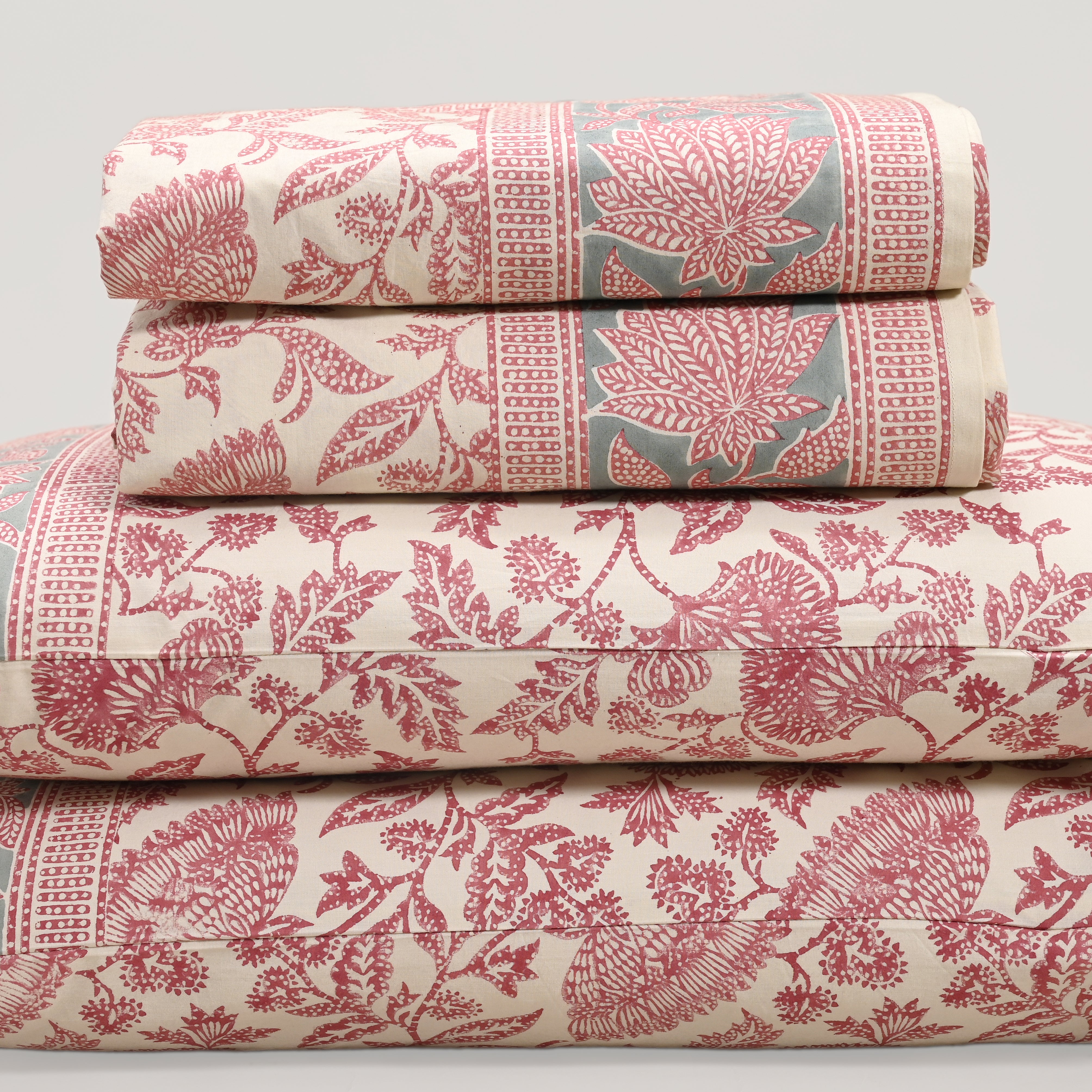 Ajrak Block Printed Bed Sheet set