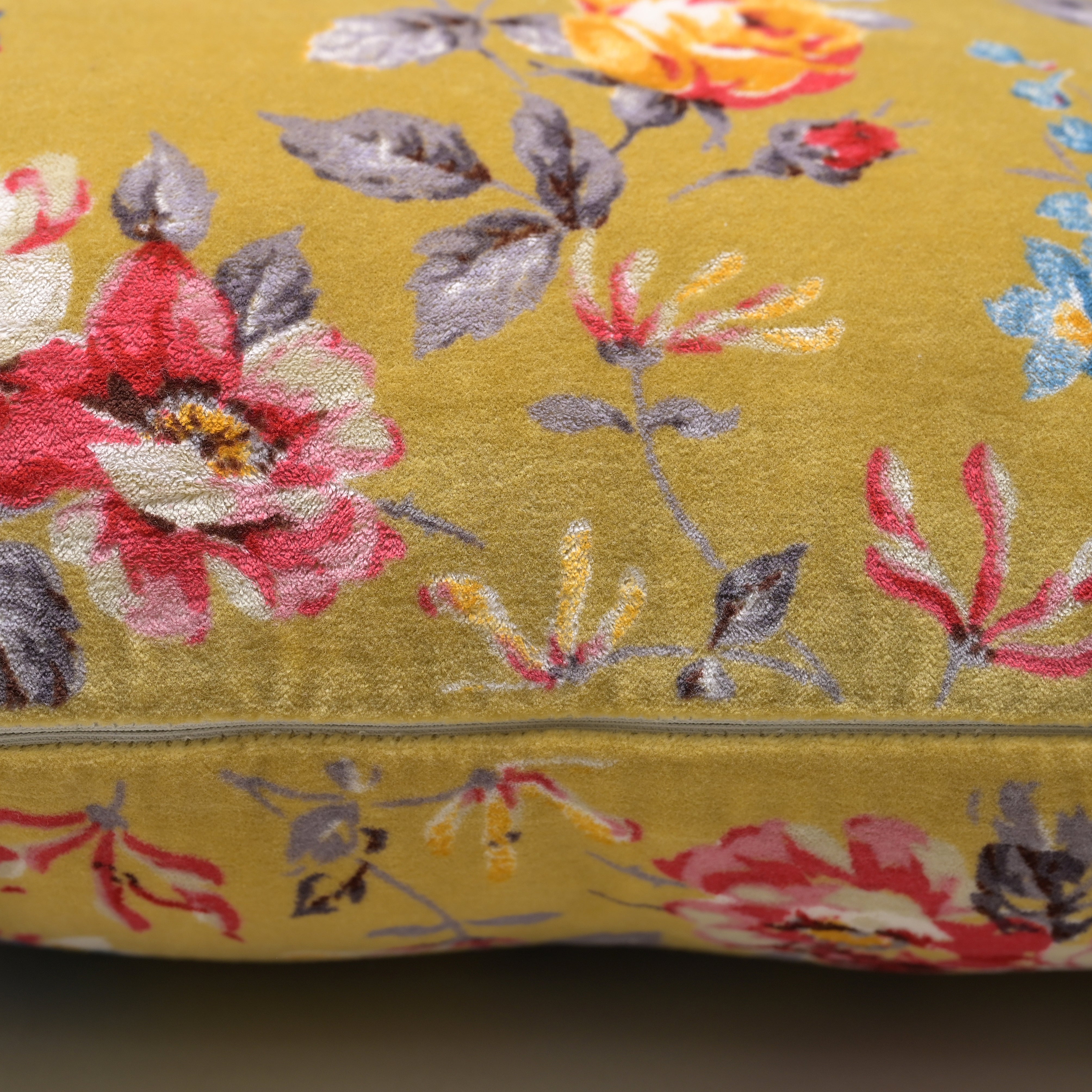 Sunny Blossom Velvet Elegance Cushion Cover