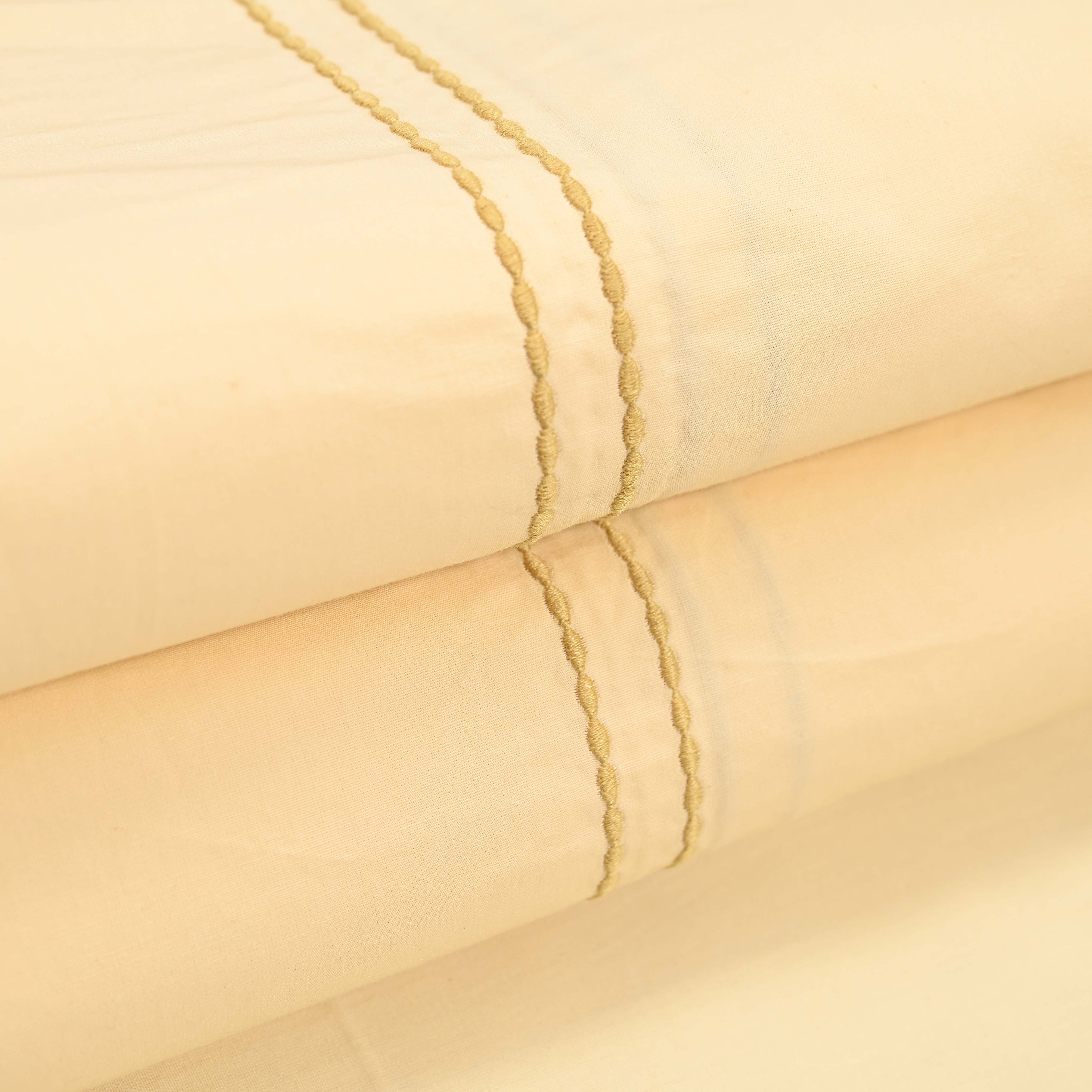 Regal Embroidered 300 TC Luxury Cotton Sheets - Premium Embroidered Bedding Set for Comfort & Style