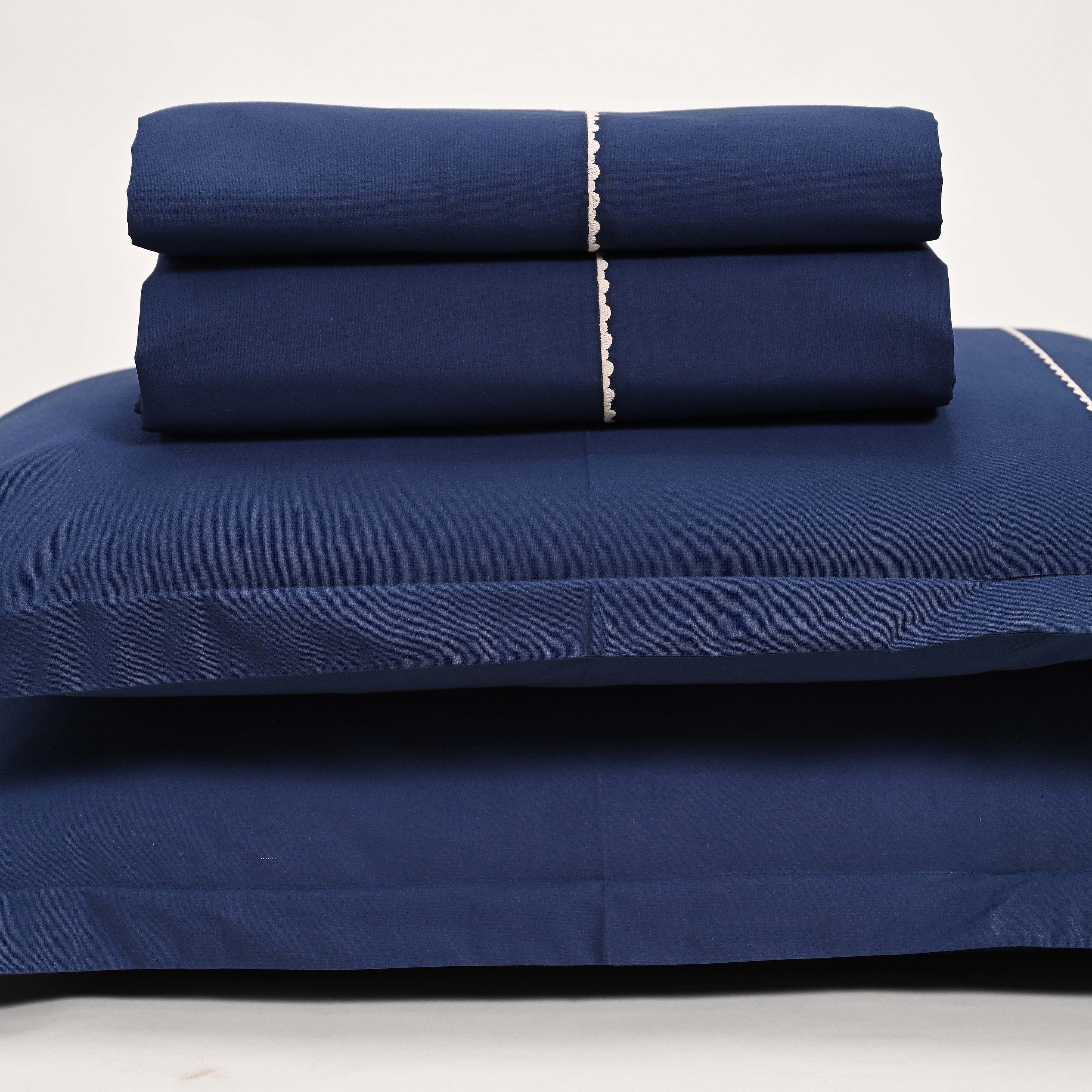 Regal Embroidered 300 TC Luxury Cotton Sheets - Premium Embroidered Bedding Set for Comfort & Style