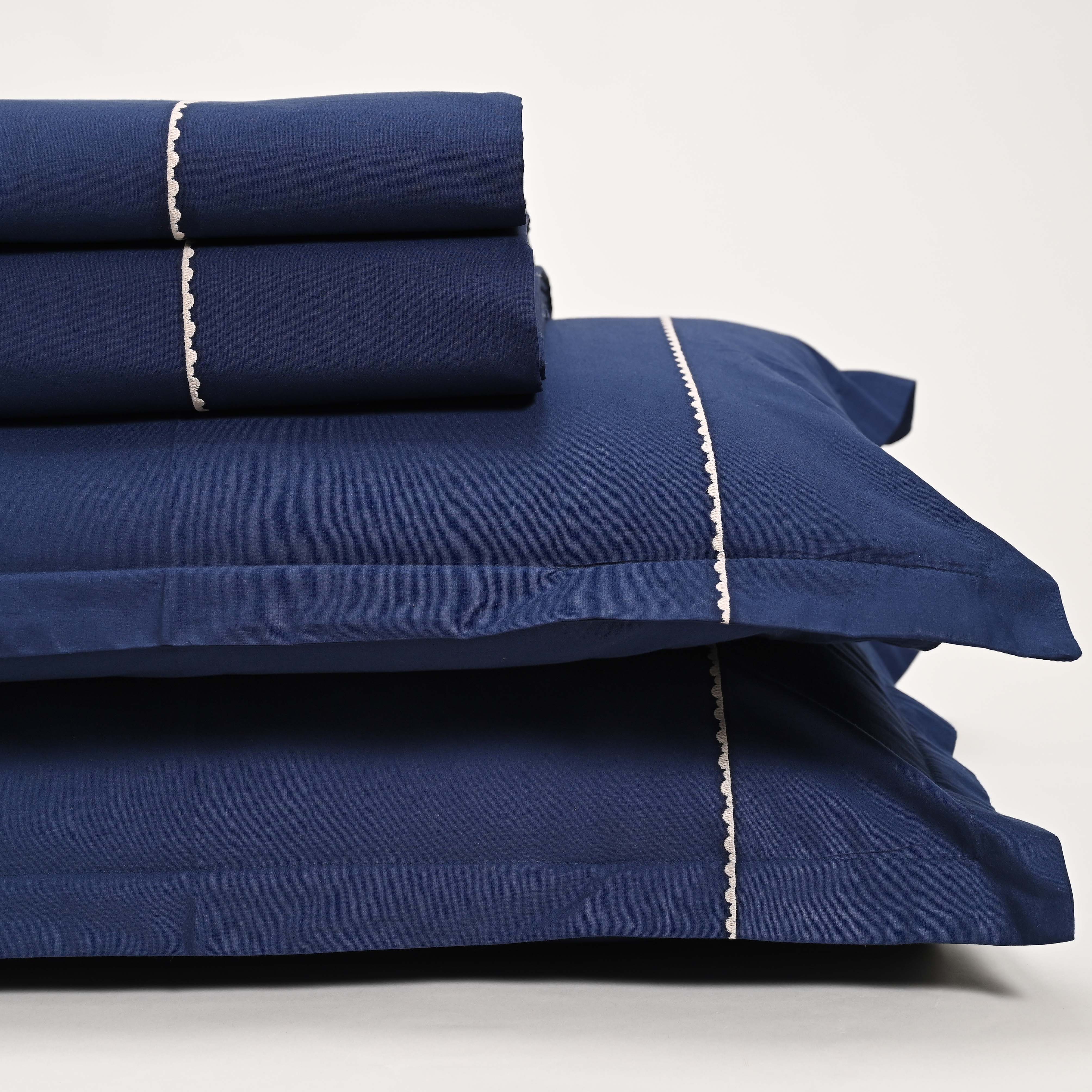 Regal Embroidered 300 TC Luxury Cotton Sheets - Premium Embroidered Bedding Set for Comfort & Style