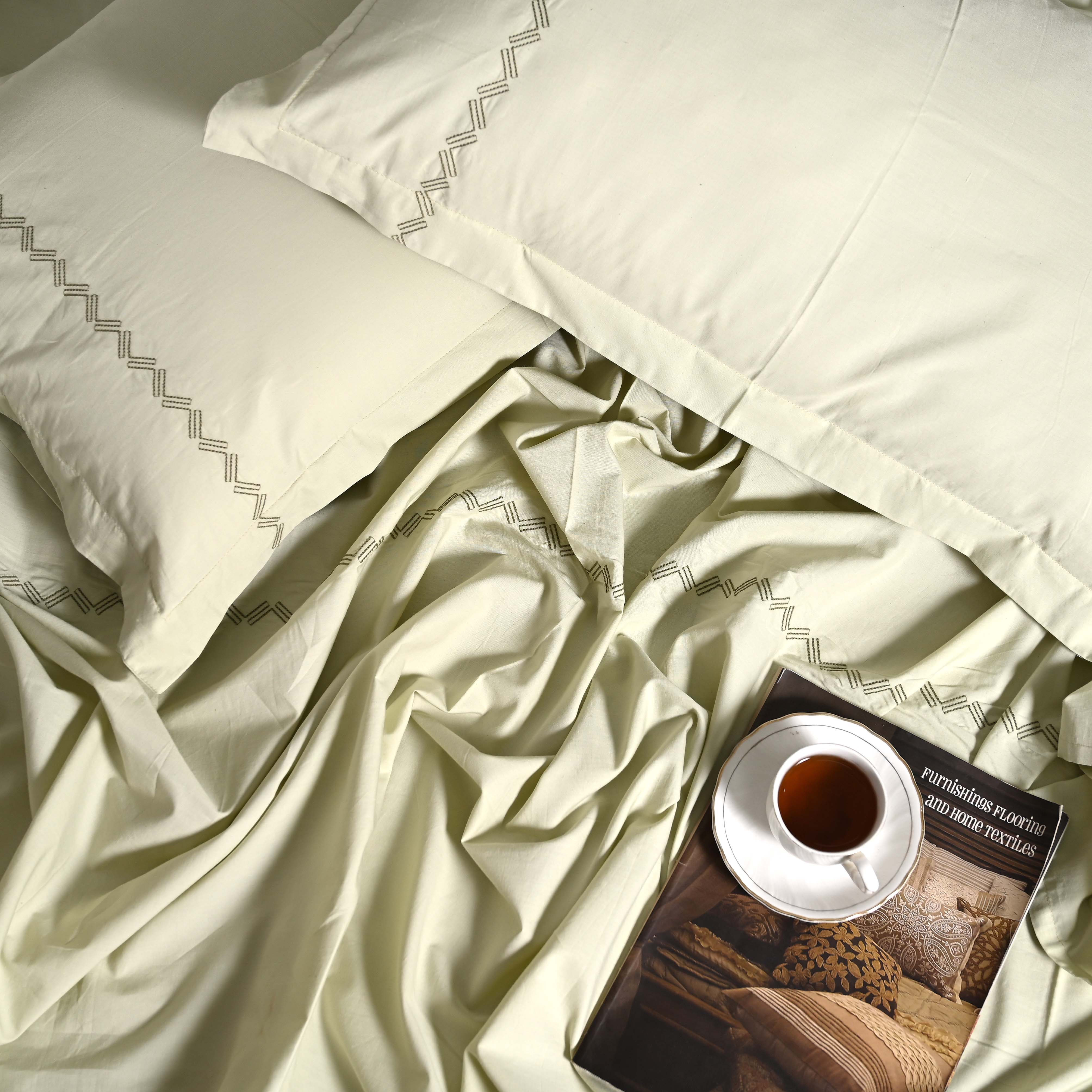 Regal Embroidered 300 TC Luxury Cotton Sheets - Premium Embroidered Bedding Set for Comfort & Style