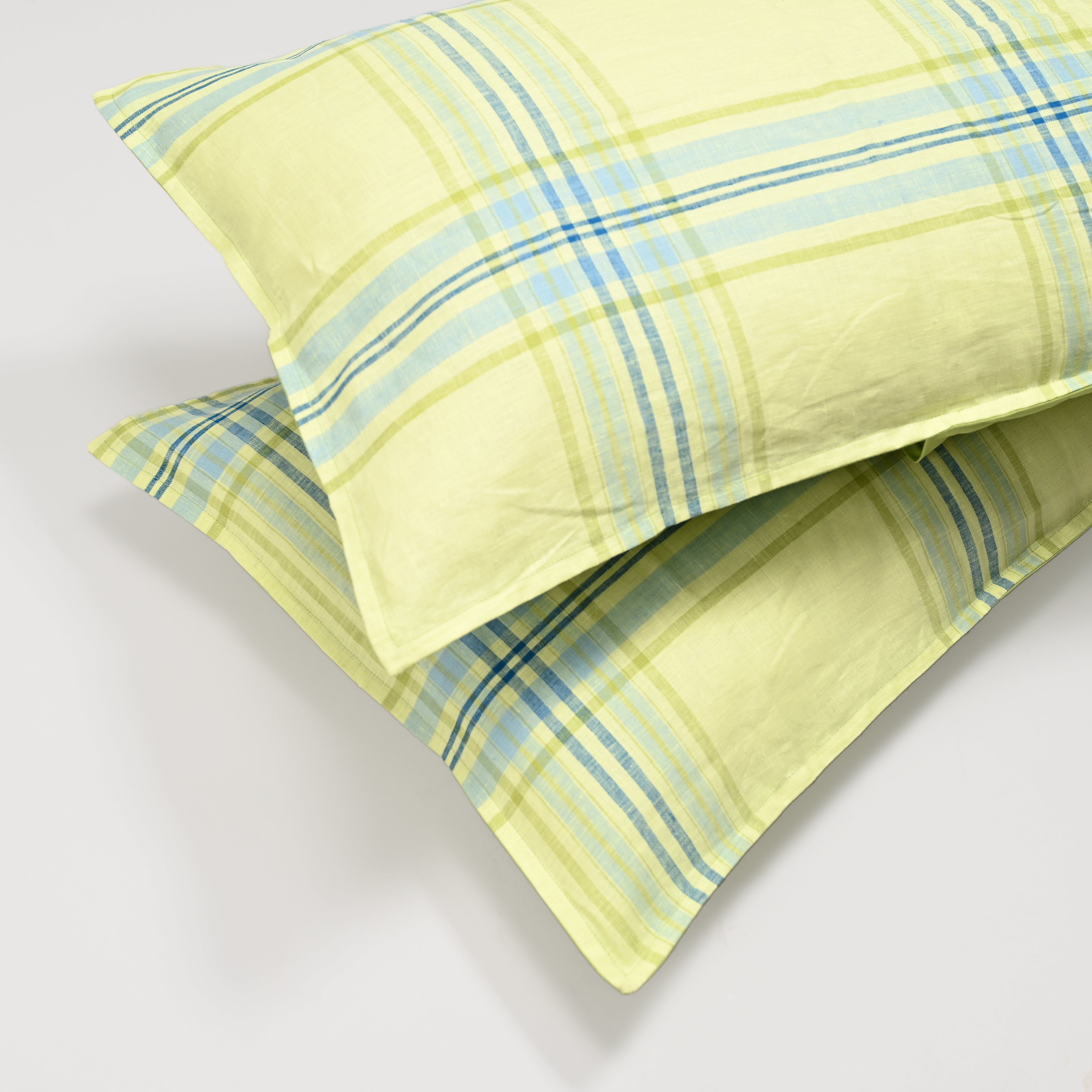 Linen Edge Lime Pillowcase, Set of 2