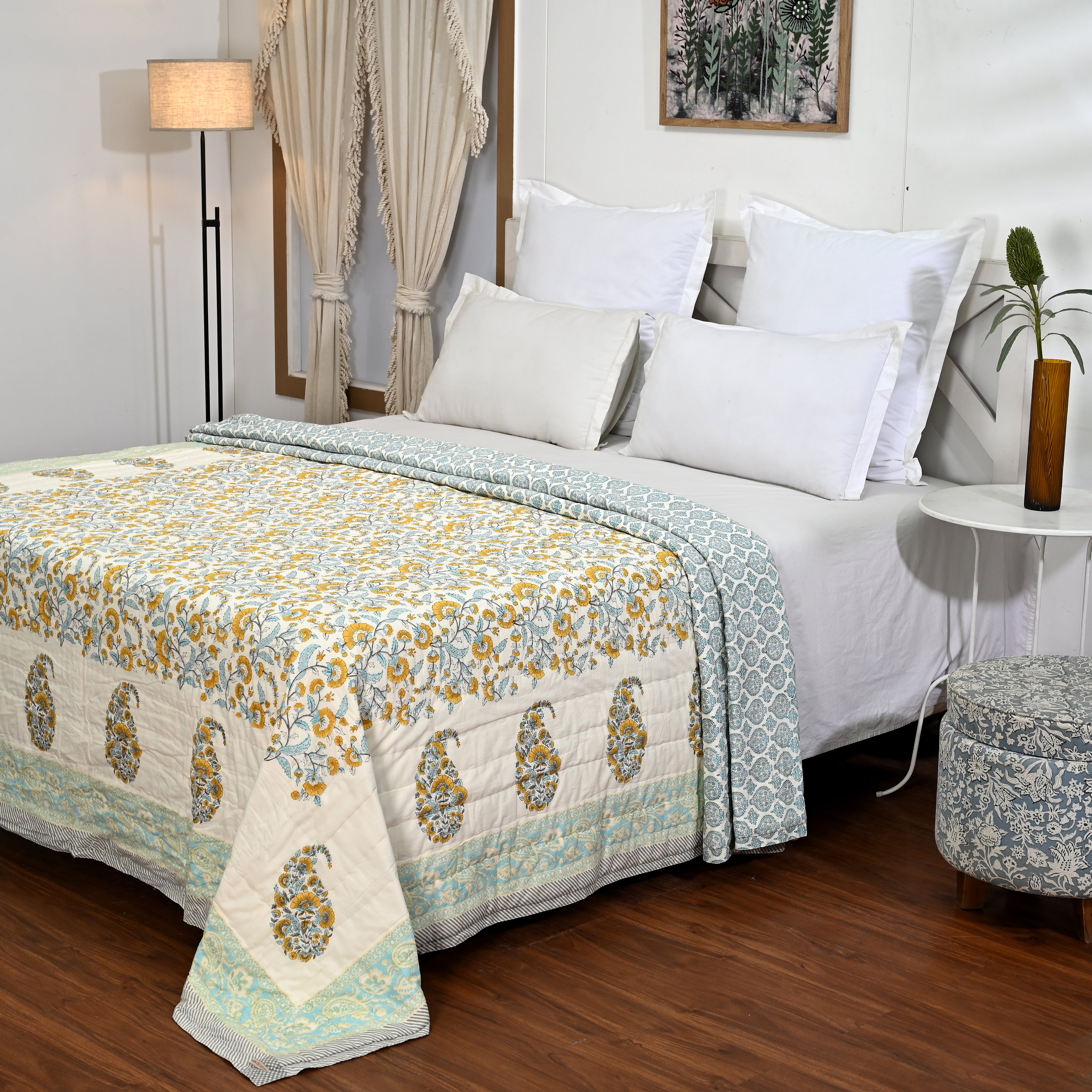Sadabahaar β Premium Jaipuri Hand Block Printed Quilt