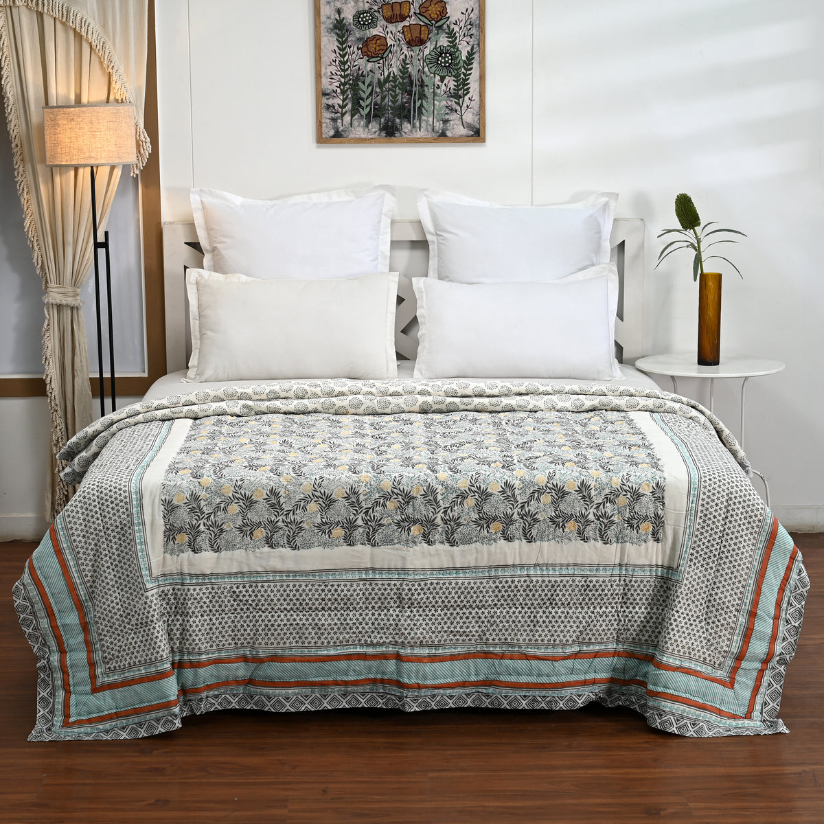 Ketki Hand Block Printed Reversible Quilt
