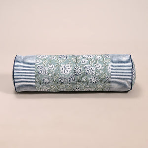 Hanami Block Printed Bolster Cushion with Filler