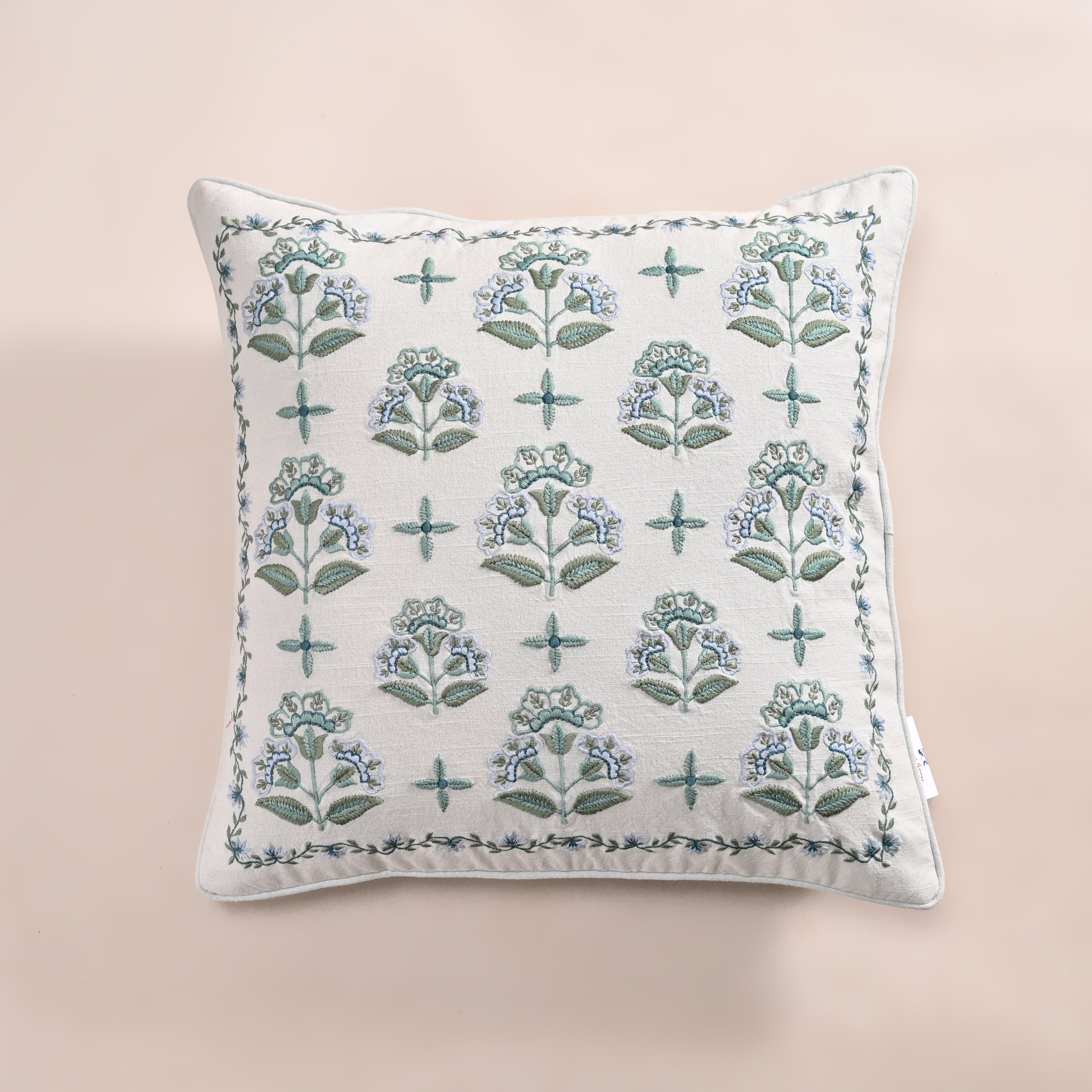 Hanami Hand Block Printed King Bedding Set | 100% Cotton | Quilt & Embroidered Coverlet