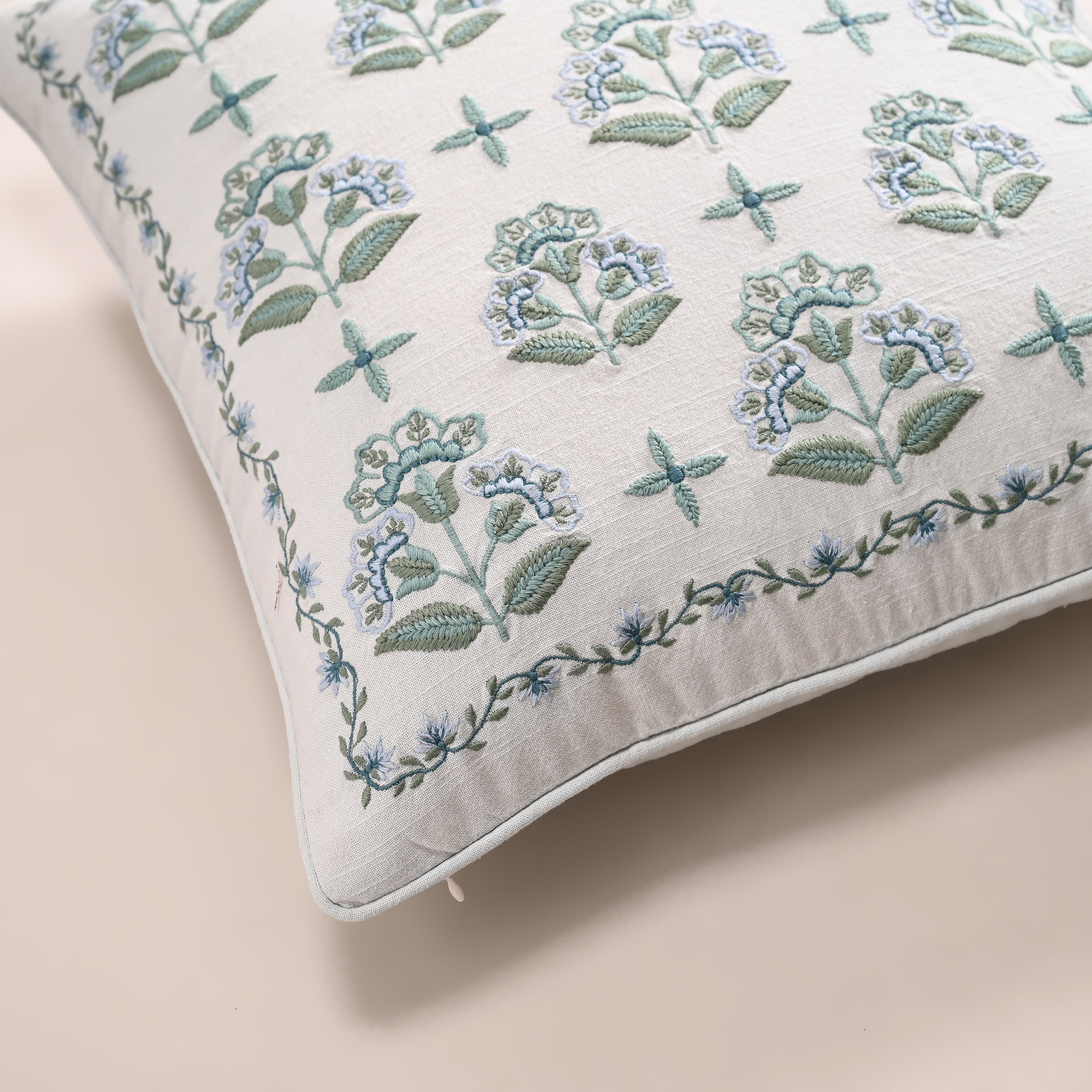 Hanami Heritage Floral Cushion Cover | Embroidered | 18x18