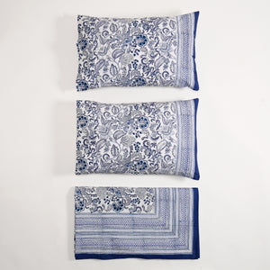 Euphoria Block Printed Bed Sheet with set of 2 Shams
