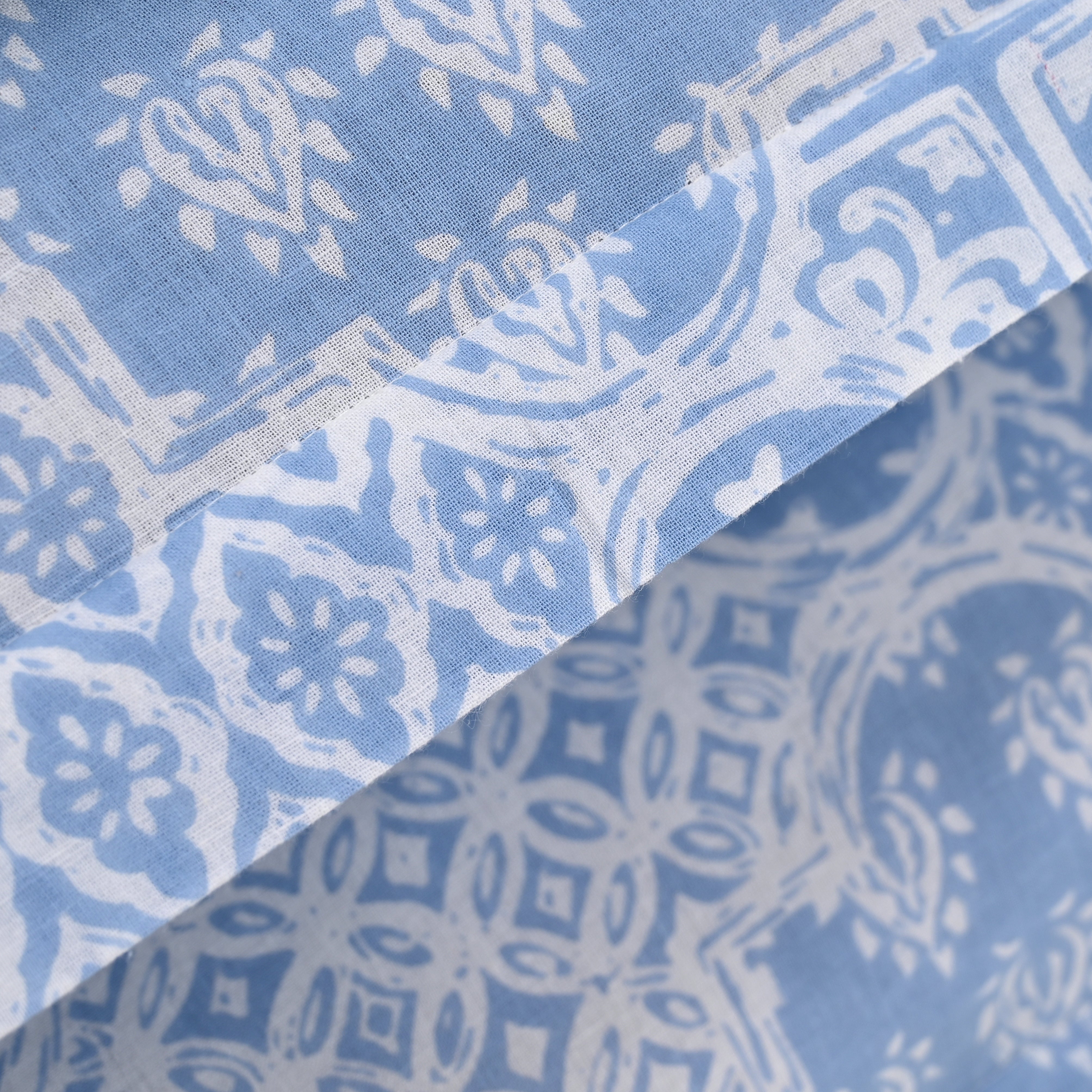 Moroccan Blue Printed Bed Sheet with set of 2 shams