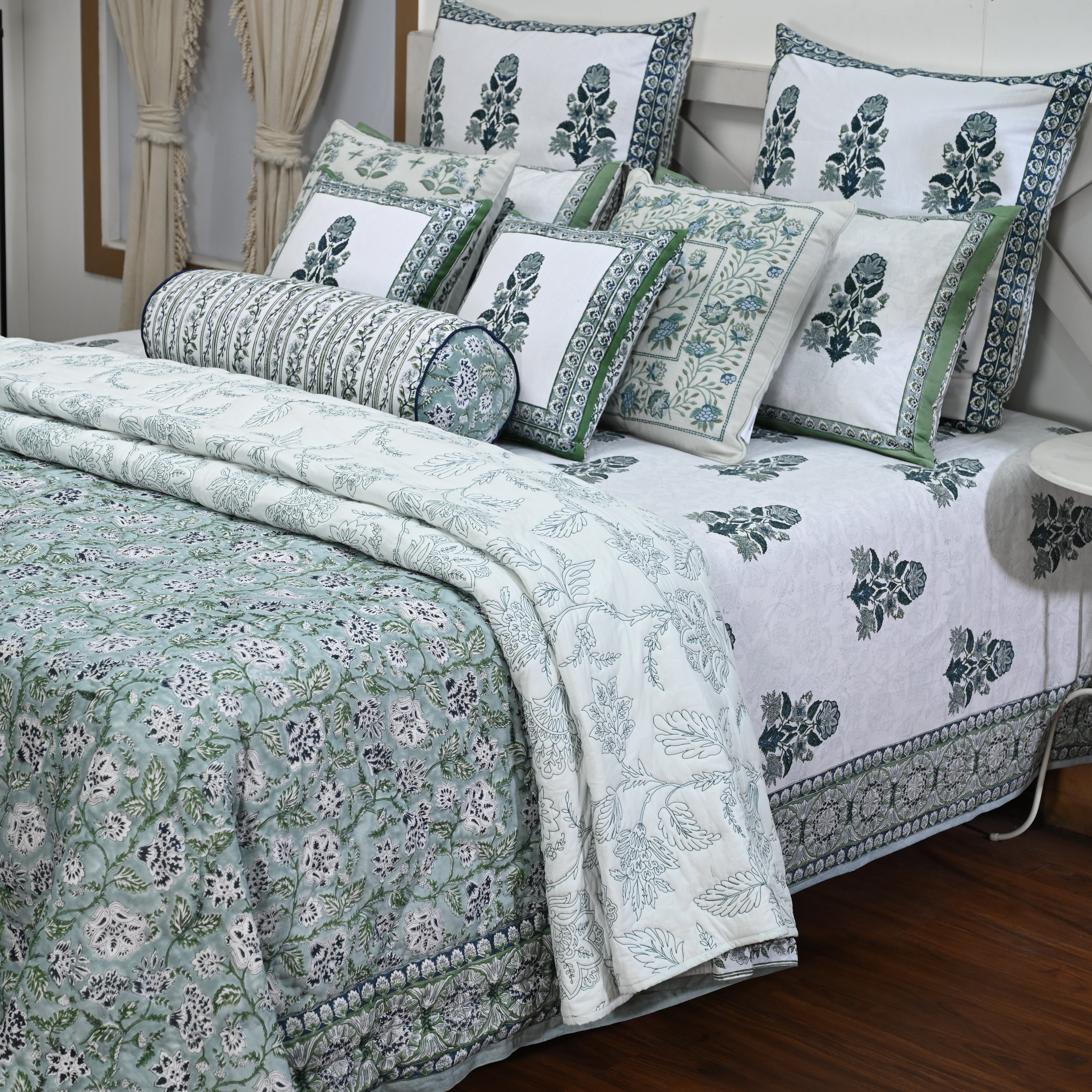 Hanami Buta Hand Block Printed Bed Sheet
