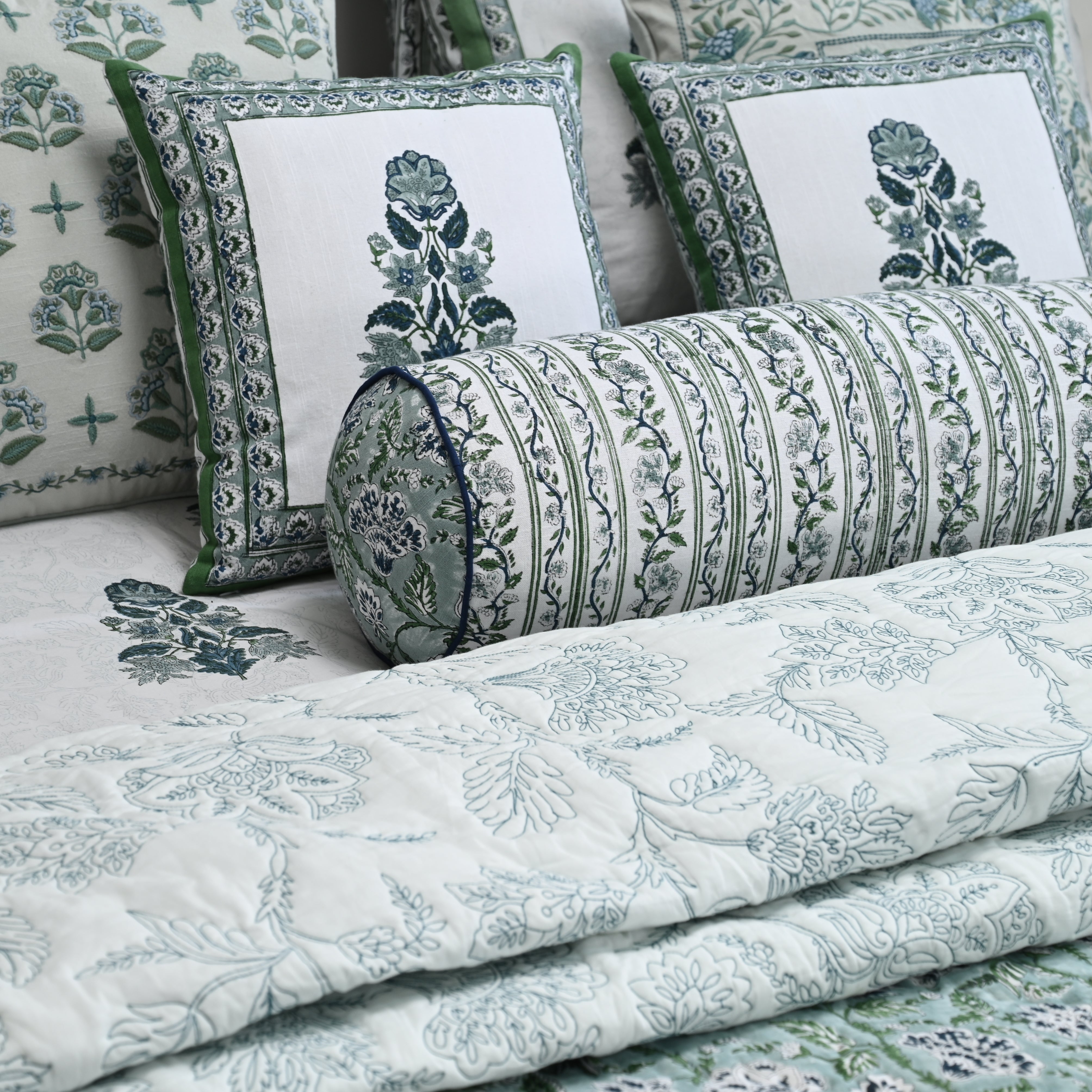Hanami Embroidered Quilted Coverlet