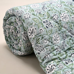 Hanami Reversible Hand Block Printed Cotton Quilt