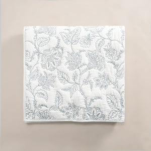 Hanami Jaal 12-Piece King Bedding Set | 100% Cotton | Block-Printed Quilt & Embroidered Coverlet