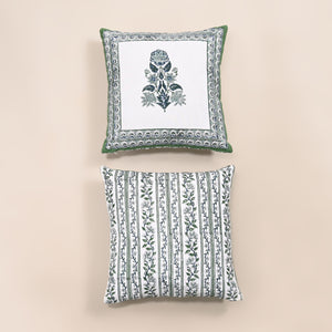 Hanami Reversible Block Printed Cushion Cover | Set of 2