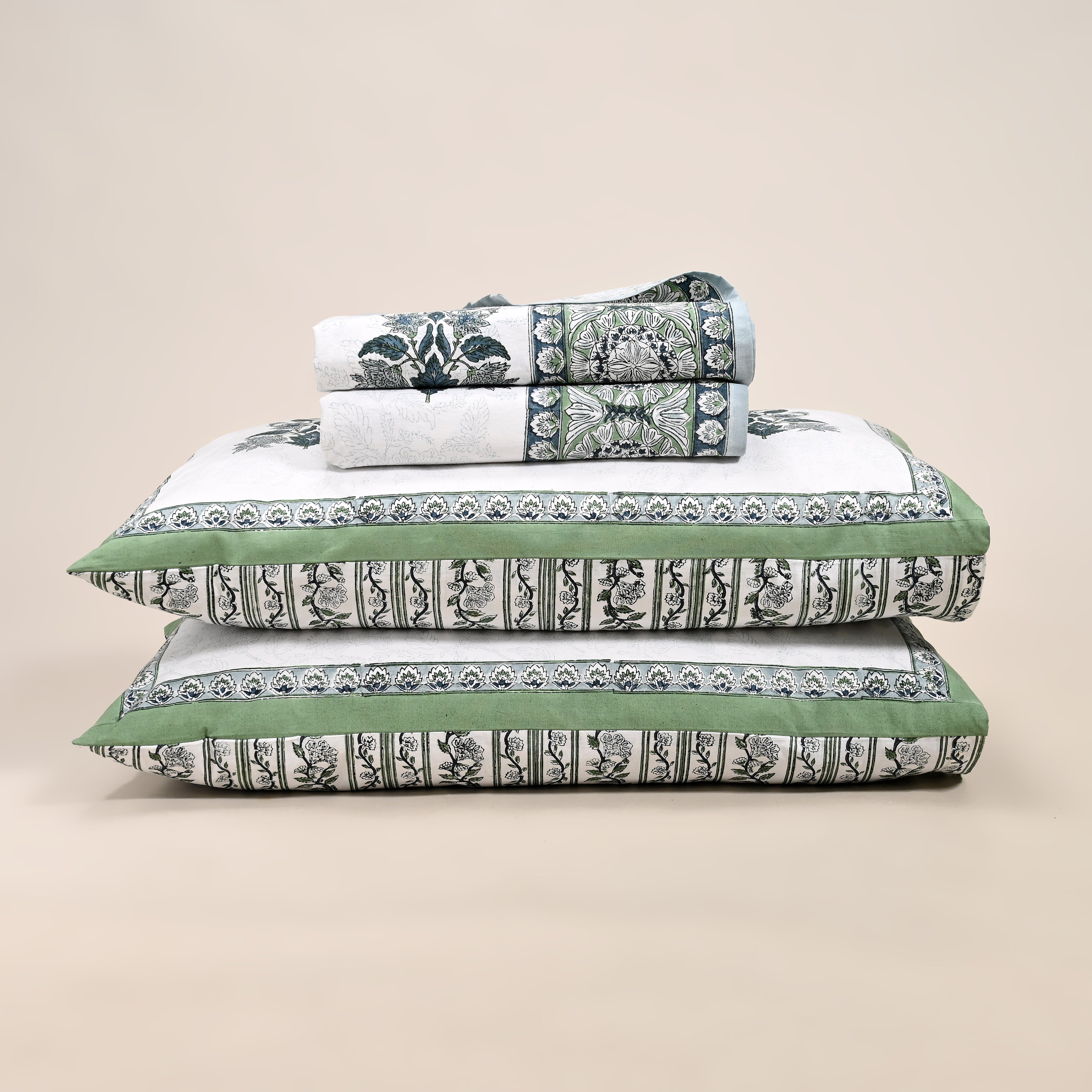 Hanami Buta Hand Block Printed Bed Sheet