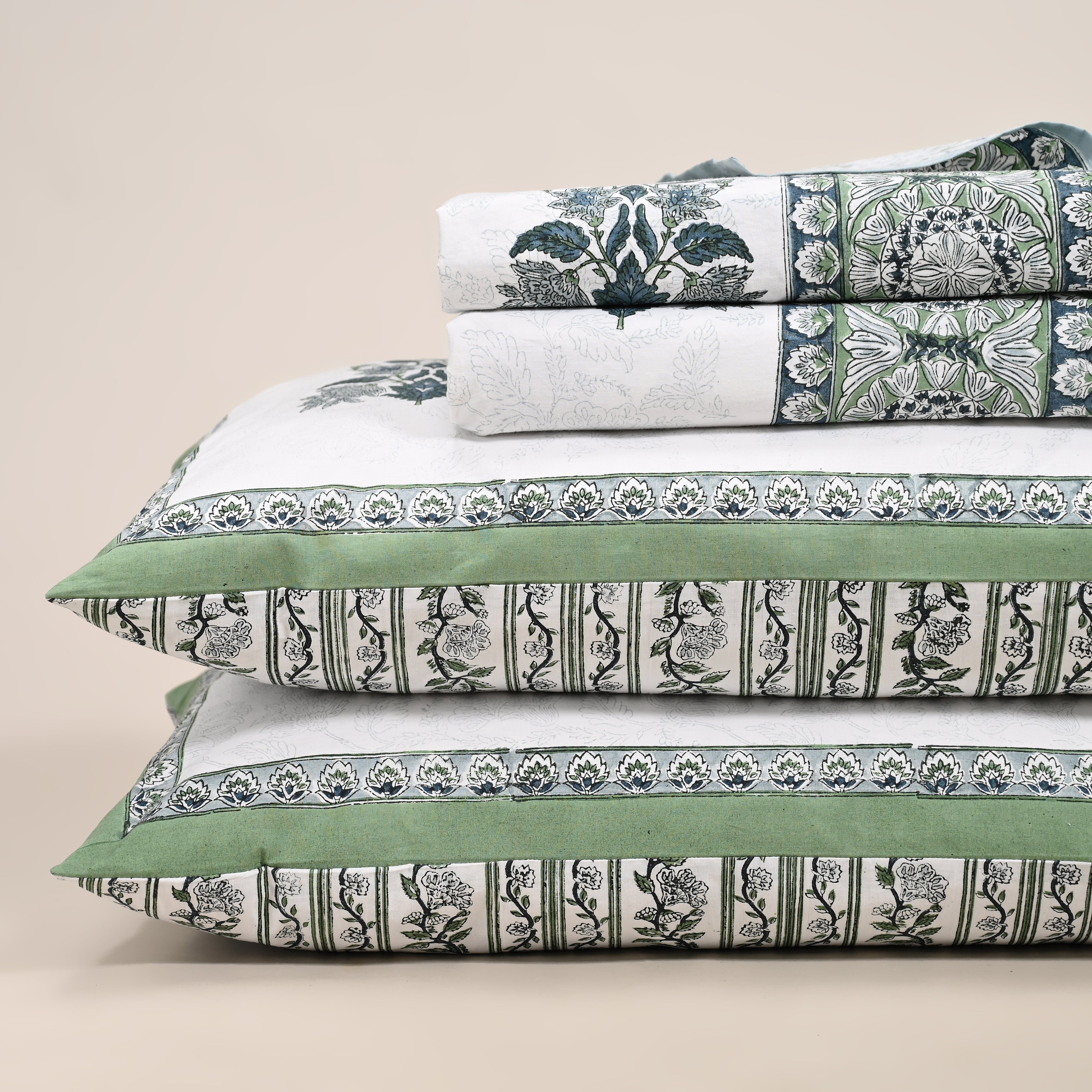 Hanami Buta Hand Block Printed Bed Sheet