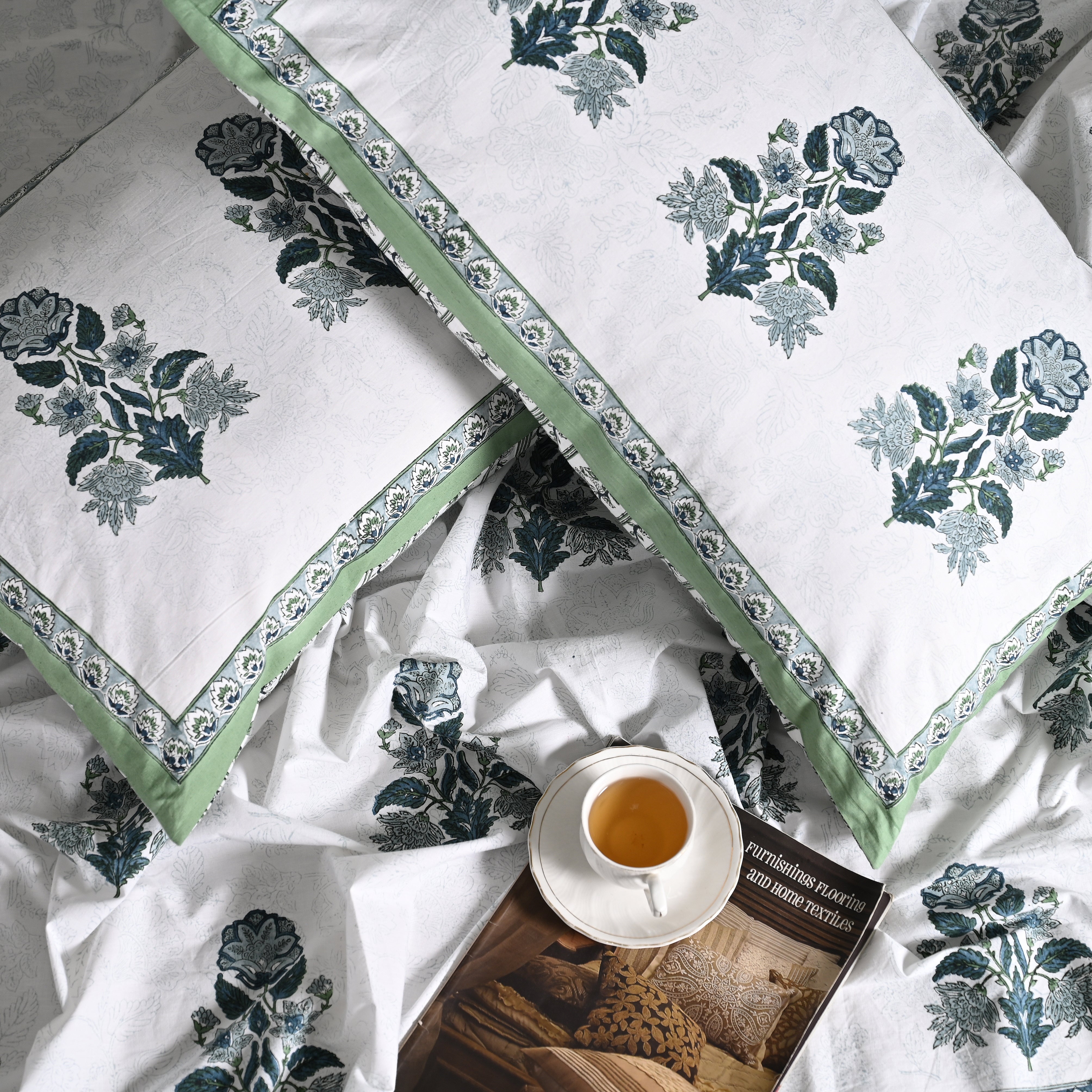 Hanami Buta Hand Block Printed Bed Sheet