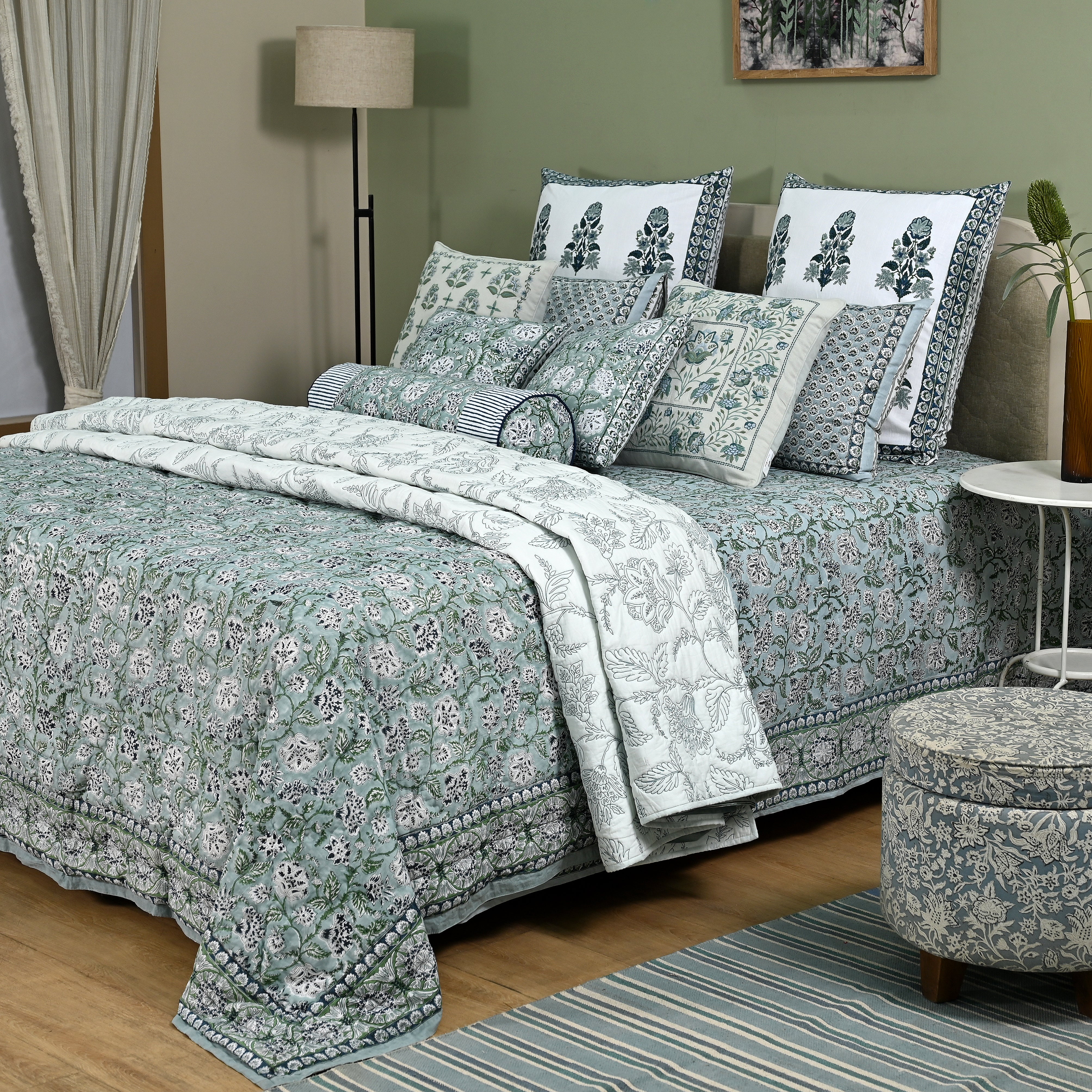 Hanami Jaal Hand Block Printed Bed Sheet