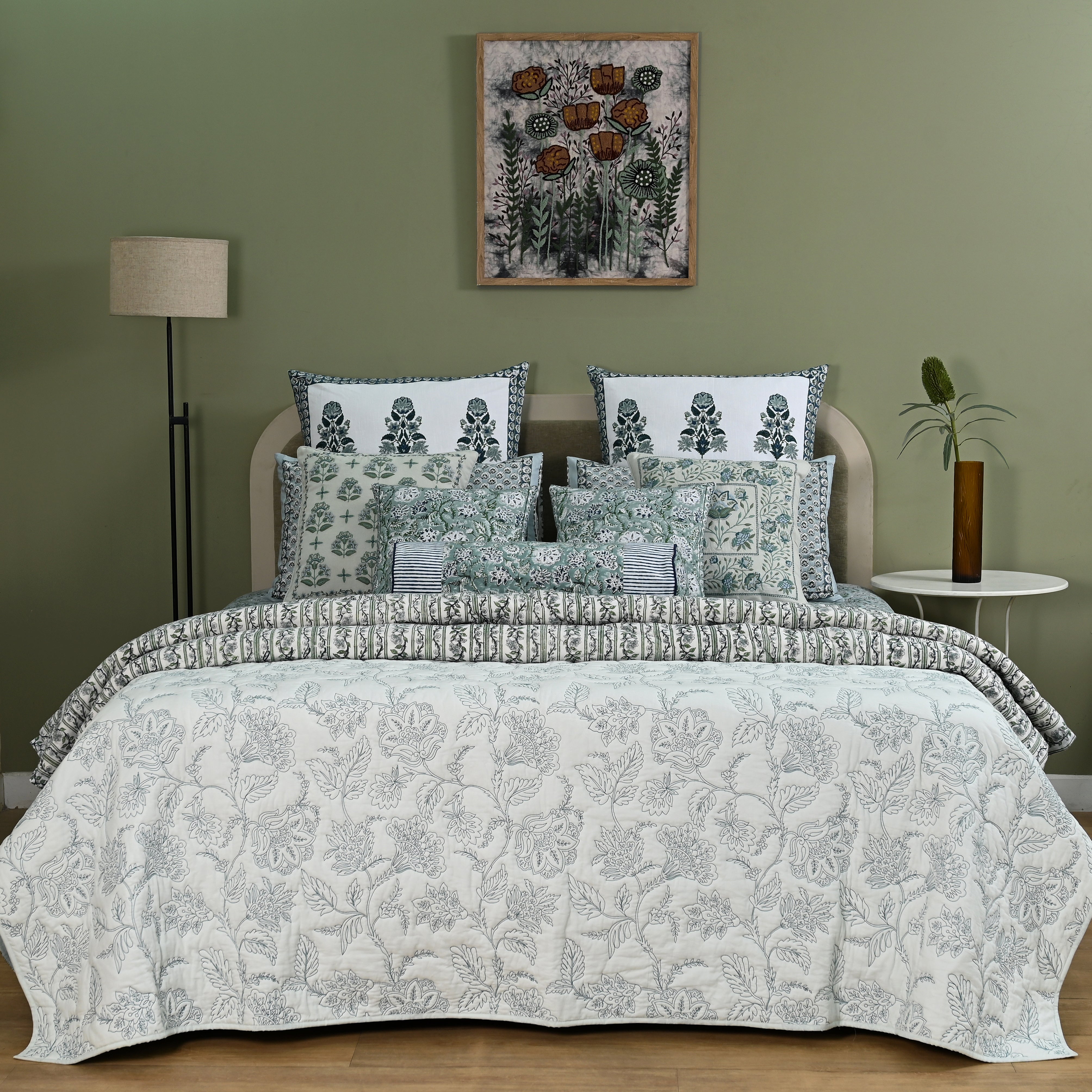 Hanami Embroidered Quilted Coverlet