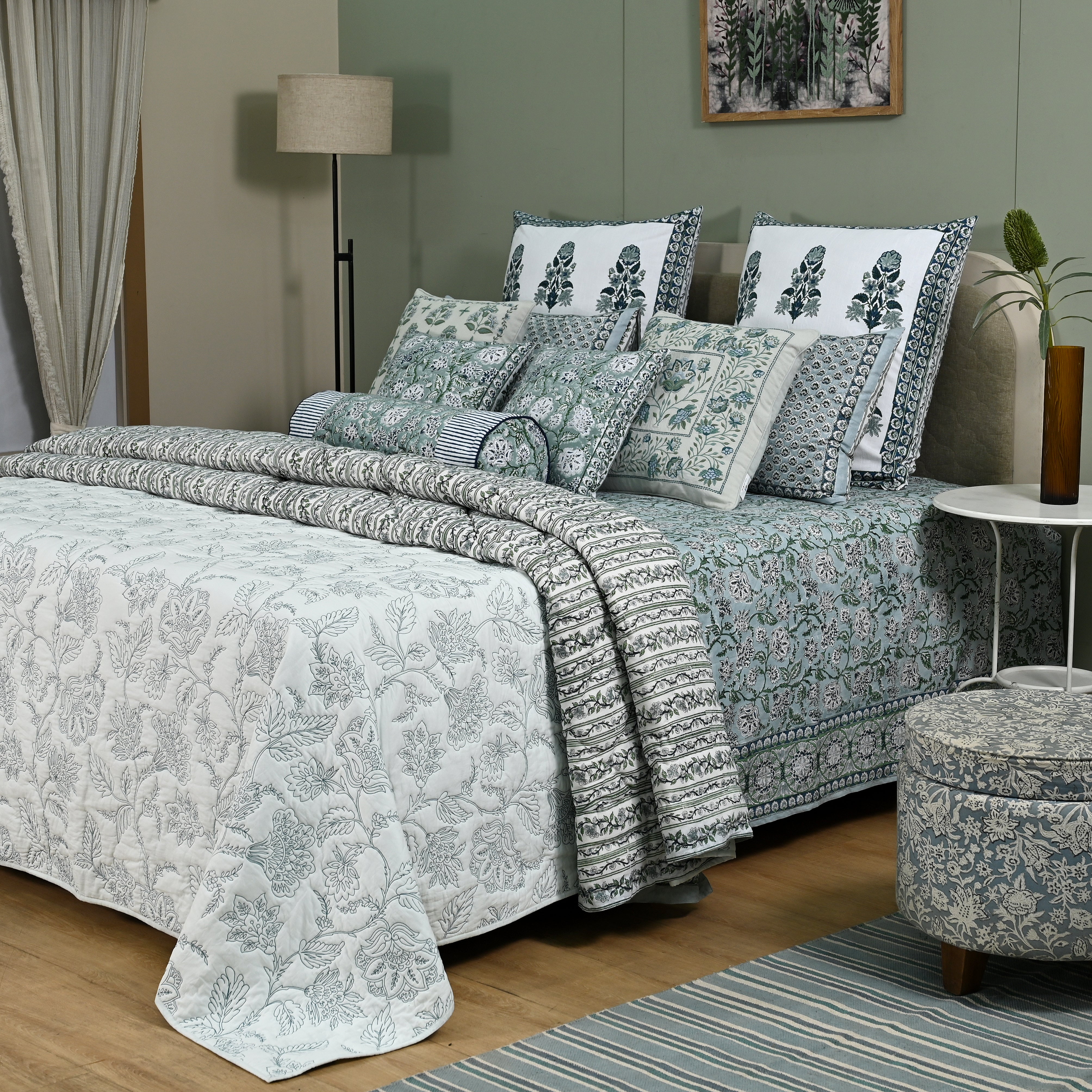 Hanami Embroidered Quilted Coverlet