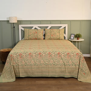 Euphoria Block Printed Bed Sheet with set of 2 Shams