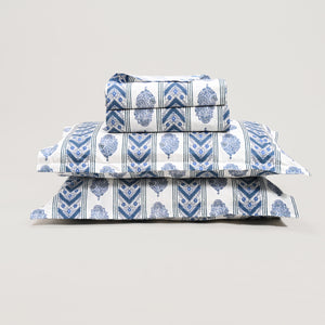 Rajvi Stria king size pure cotton bed sheet set with pillow covers from Ocean Home.
